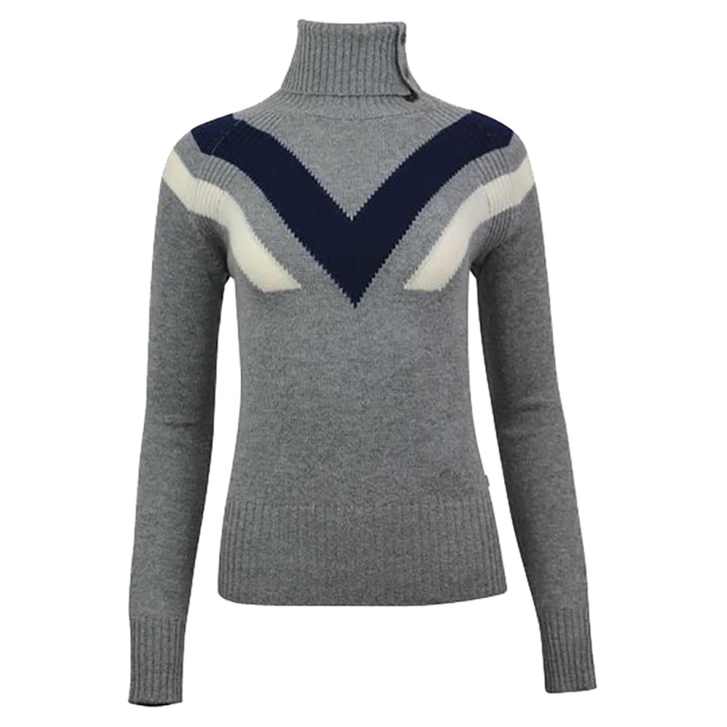 2021 Alps & Meters Ski Race Knit Women's Sweater - HTHR GRAY NAVY - L
