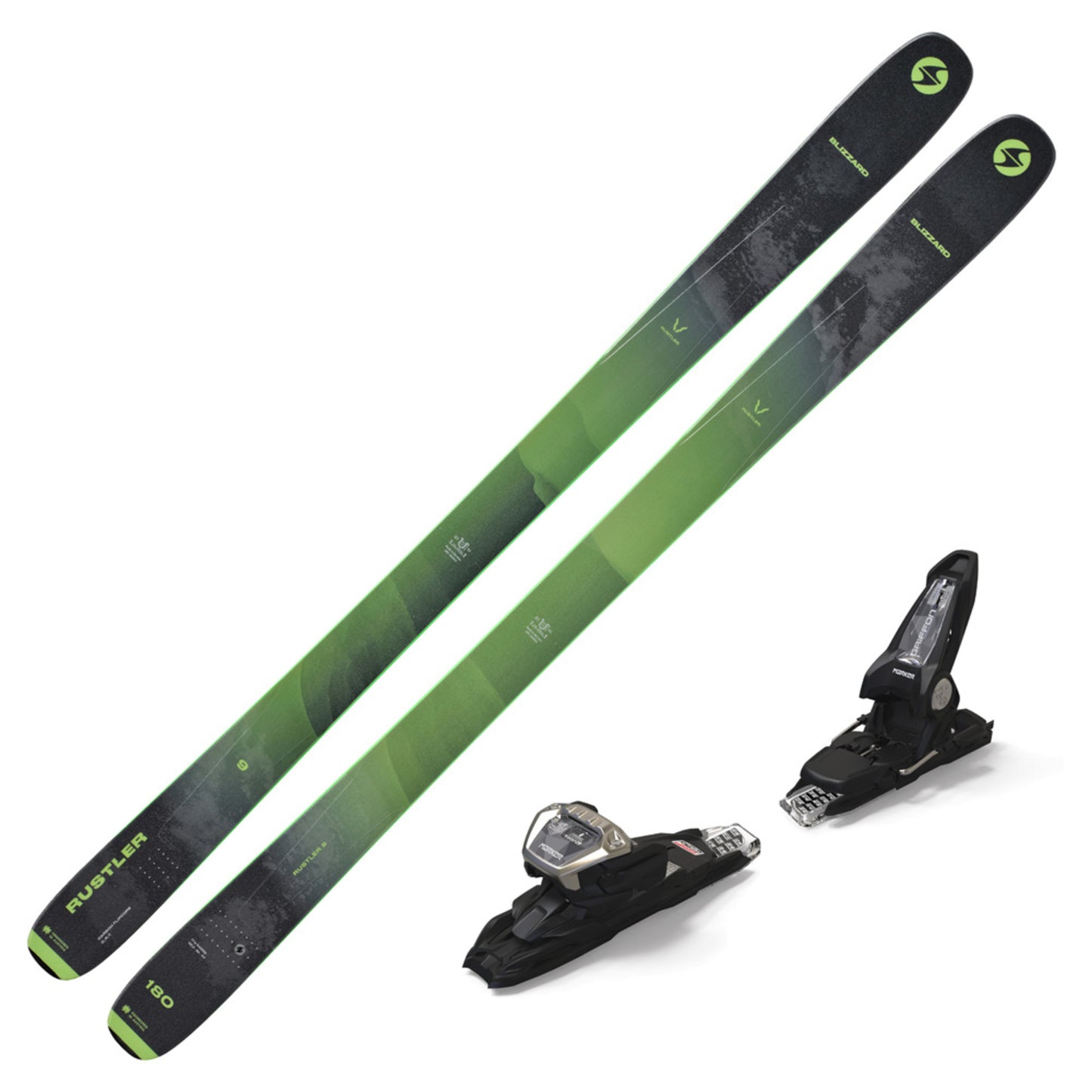 2023 Blizzard Rustler 9 Demo Skis w/ Marker Griffon 13 Demo Bindings - 192