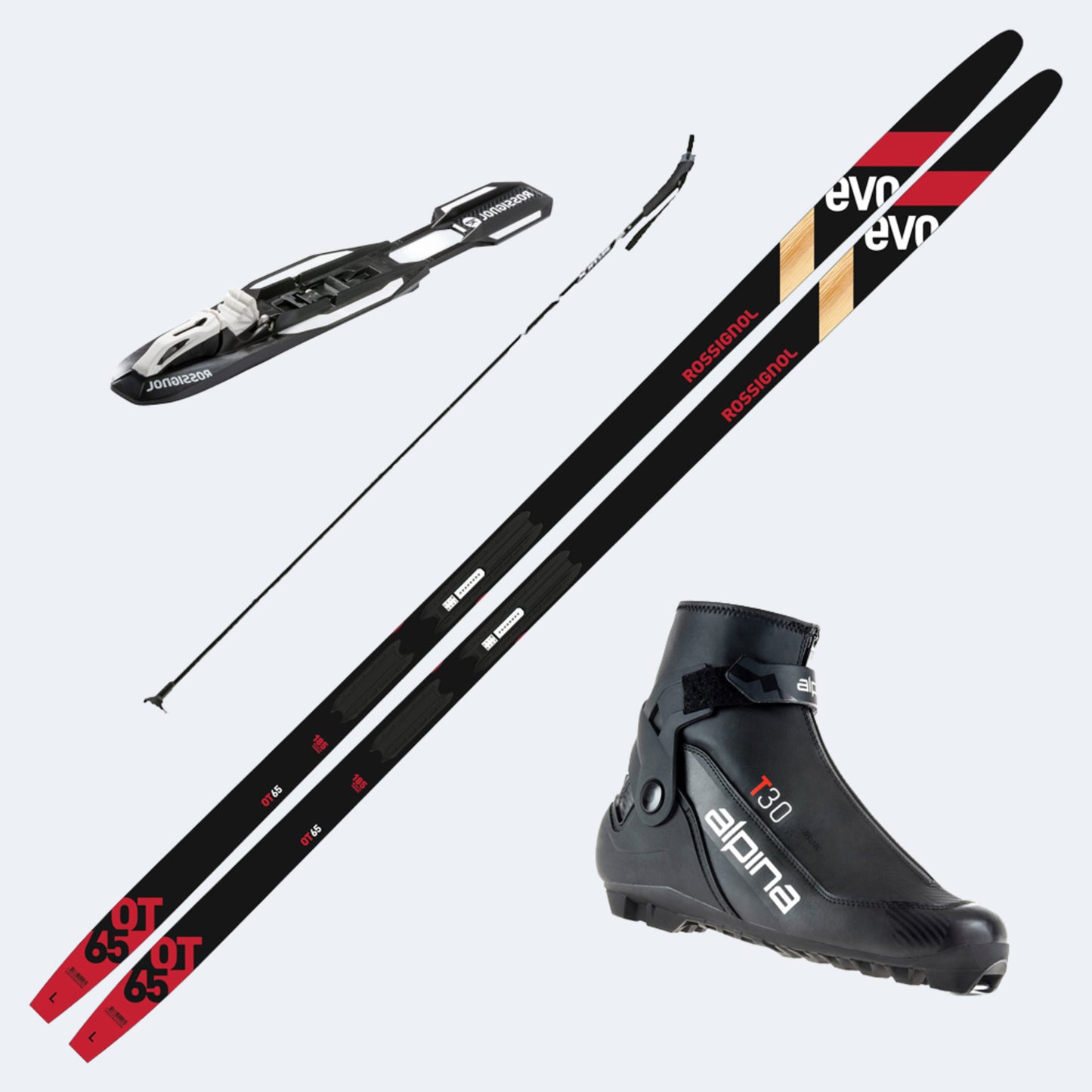 Rossignol Evo OT 65 Skis w/ Alpina T30 Boots and Poles