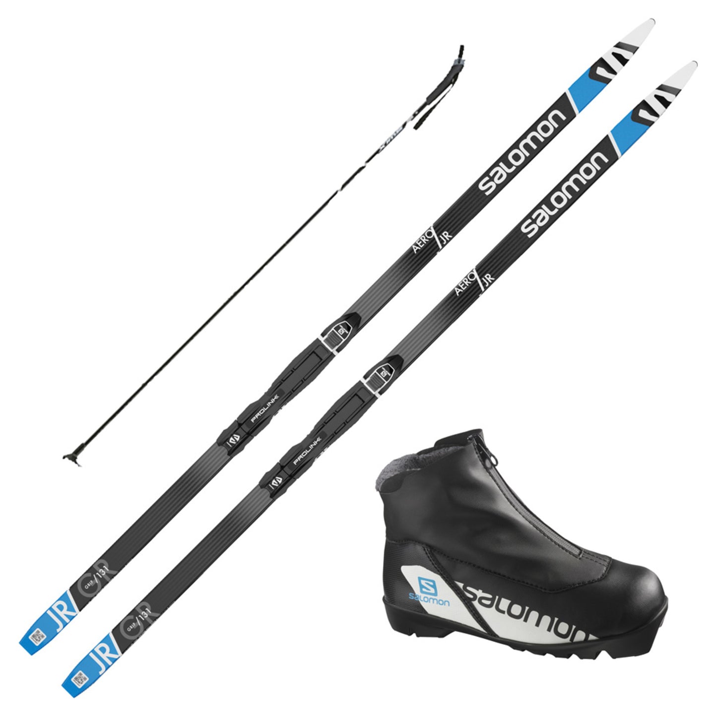 2023 Salomon Aero Junior Grip XC Skis w/ Salomon RC Nocturne Jr Boot and Poles
