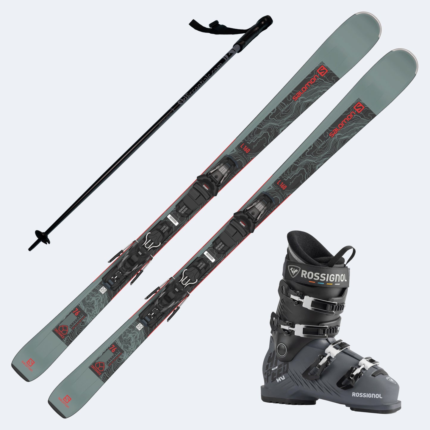 2023 Salomon Distance 76 Skis with Rossignol Boots and Poles