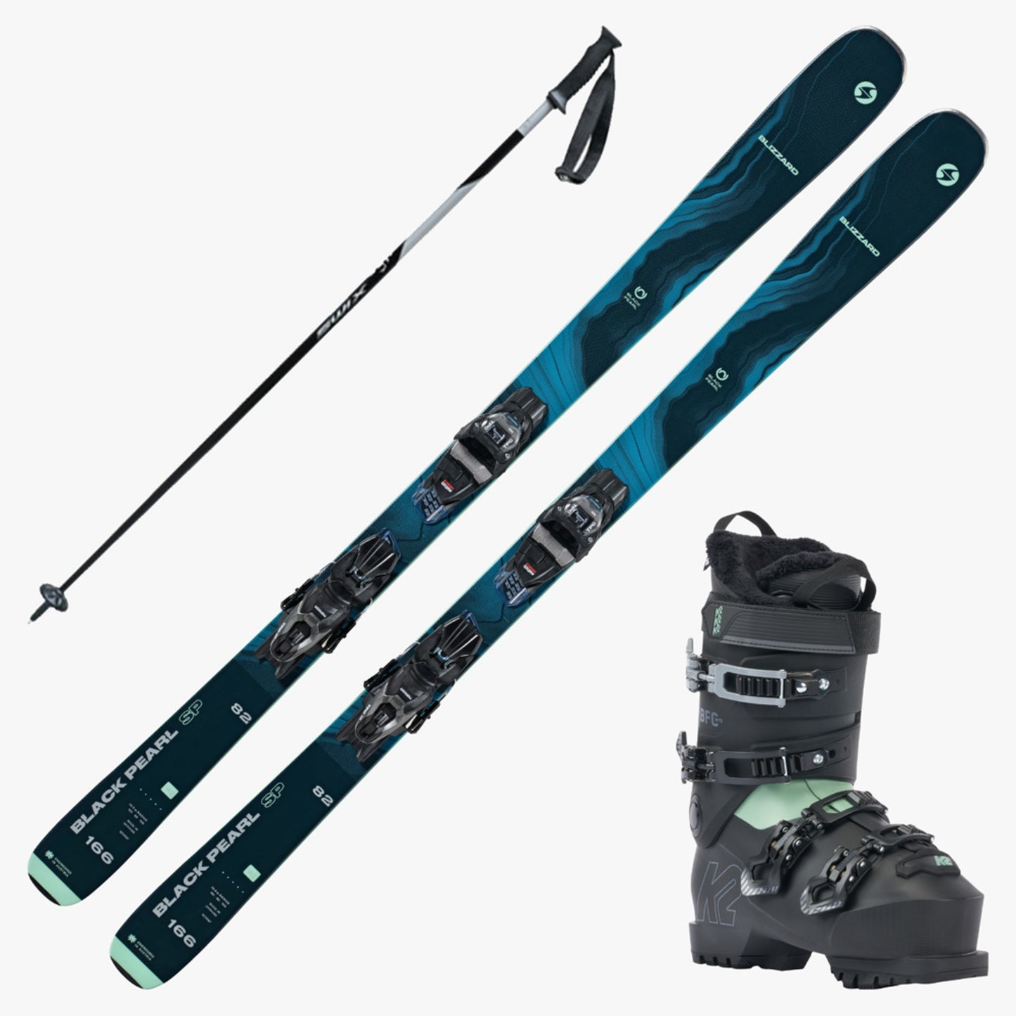 2024 Blizzard Black Pearl 82 SP Women's Ski w/ Boots and Poles