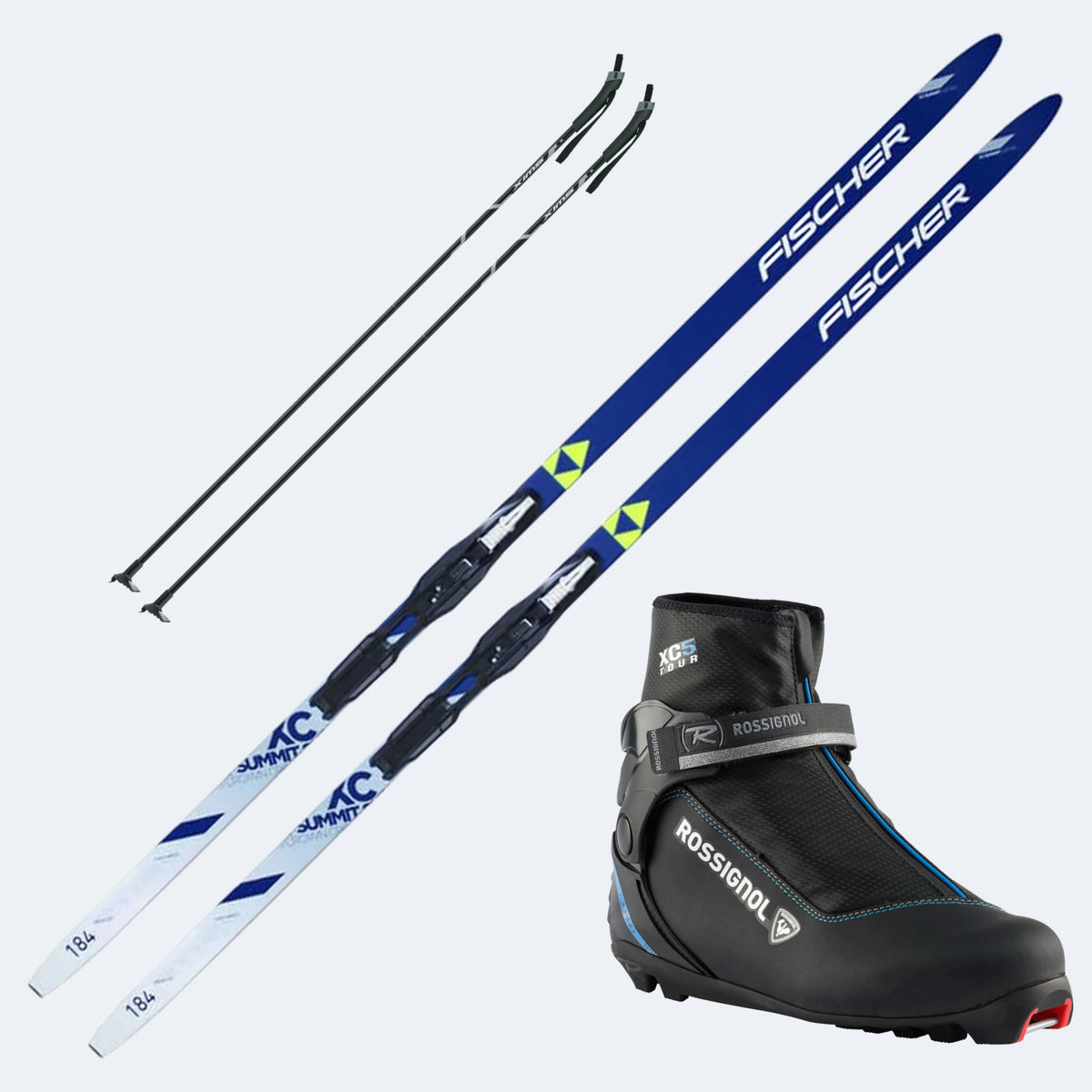2024 Fischer Summit Crown EF Skis with Rossignol XC 5 Boots and Poles