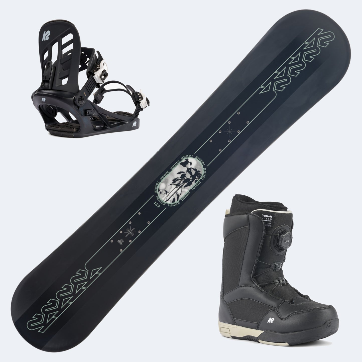 2024 K2 Kandi Junior Snowboard with K2 You+h Boots And K2 You+h Junior Bindings