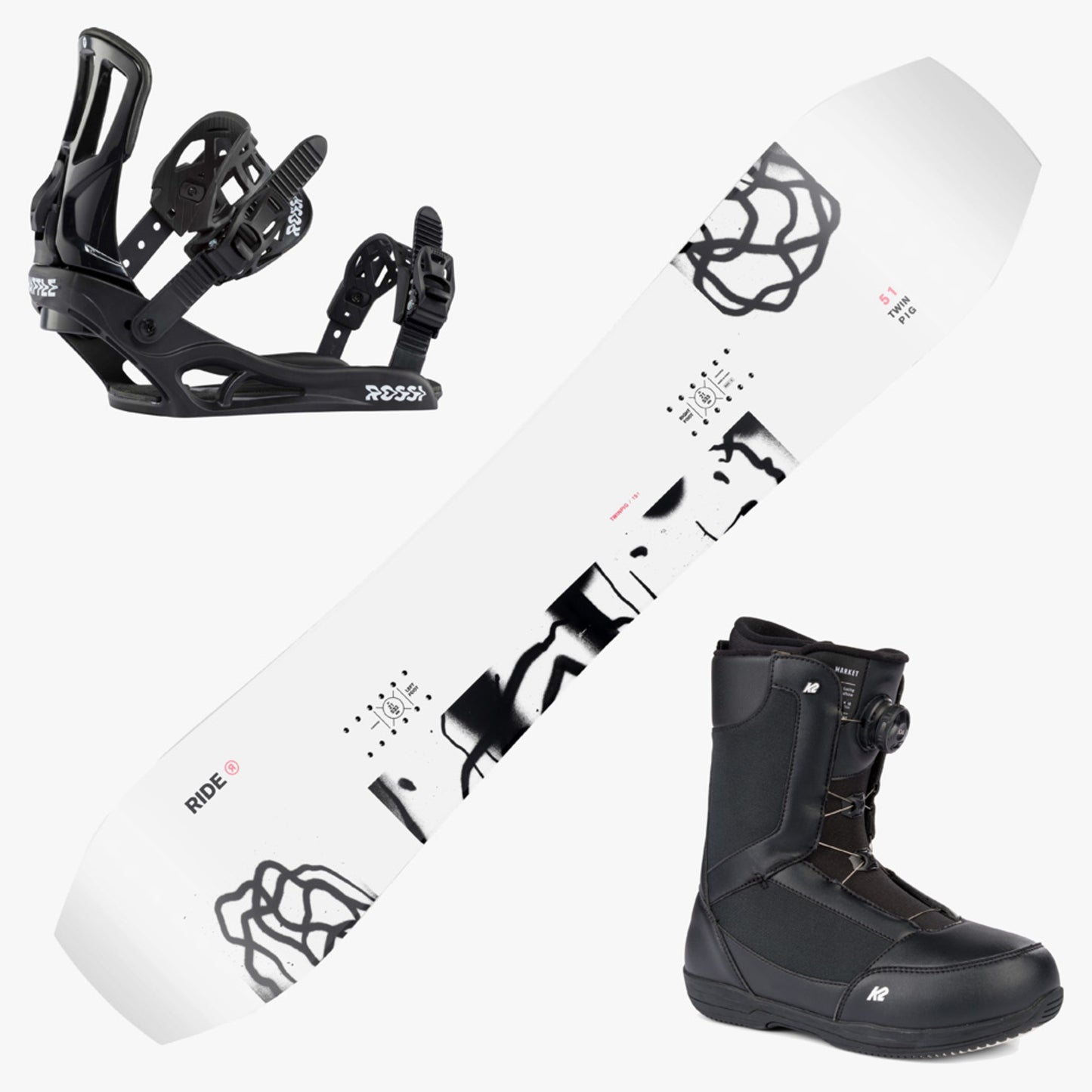 2024 Ride Twinpig Snowboard w/ Boots and Bindings