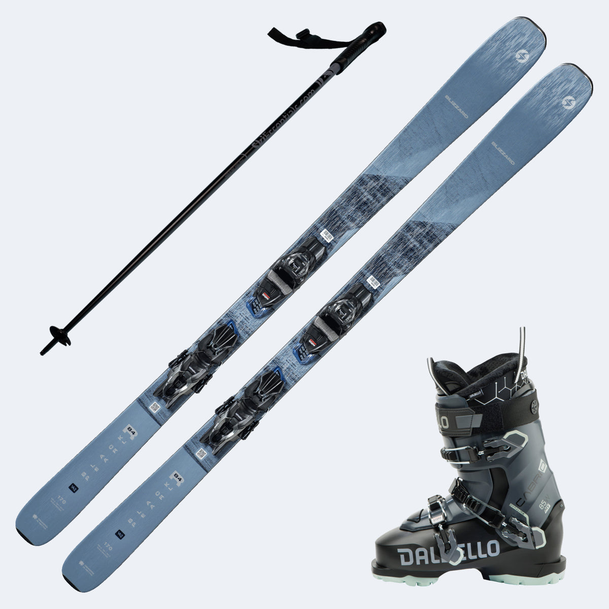 2025 Blizzard Black Pearl 84R Women's Skis with Dalbello Boots and Poles