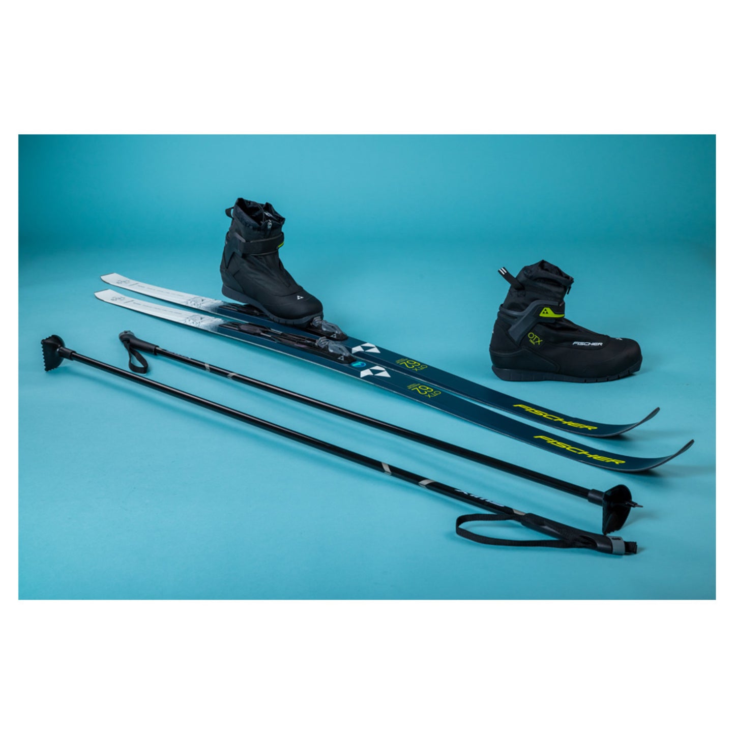2025 Fischer Adventure 62 Crown Xtralite Skis with Fischer OTX Trail Boots and Poles