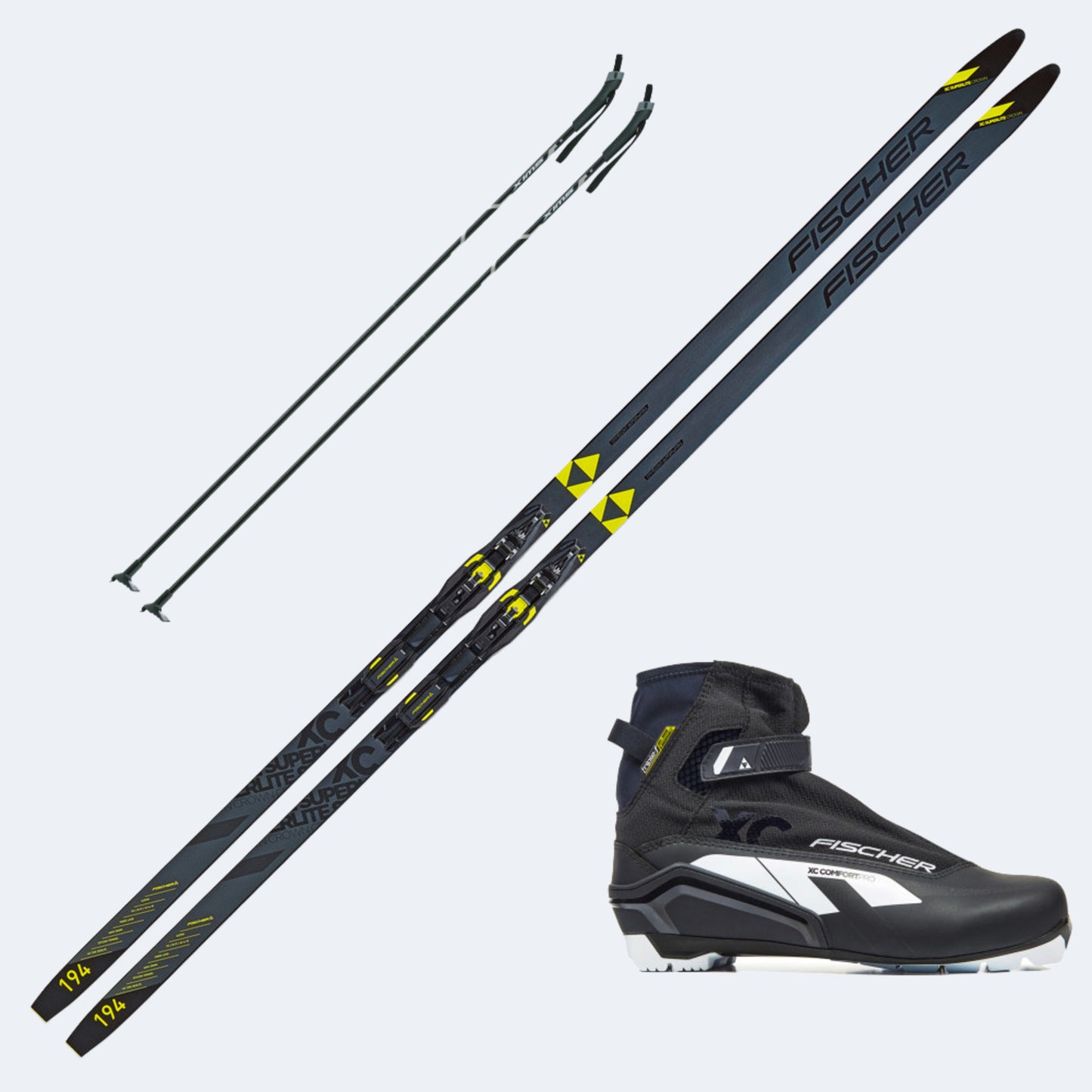 2025 Fischer Superlite Crown EF Skis with Fischer XC Comfort Pro Boots and Poles