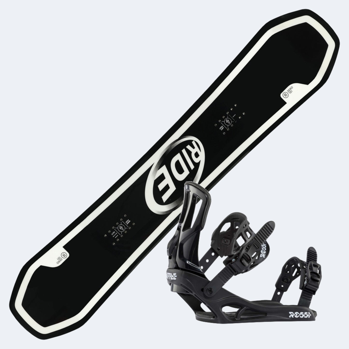 2025 Ride Zero Snowboard with Rossignol Battle Bindings