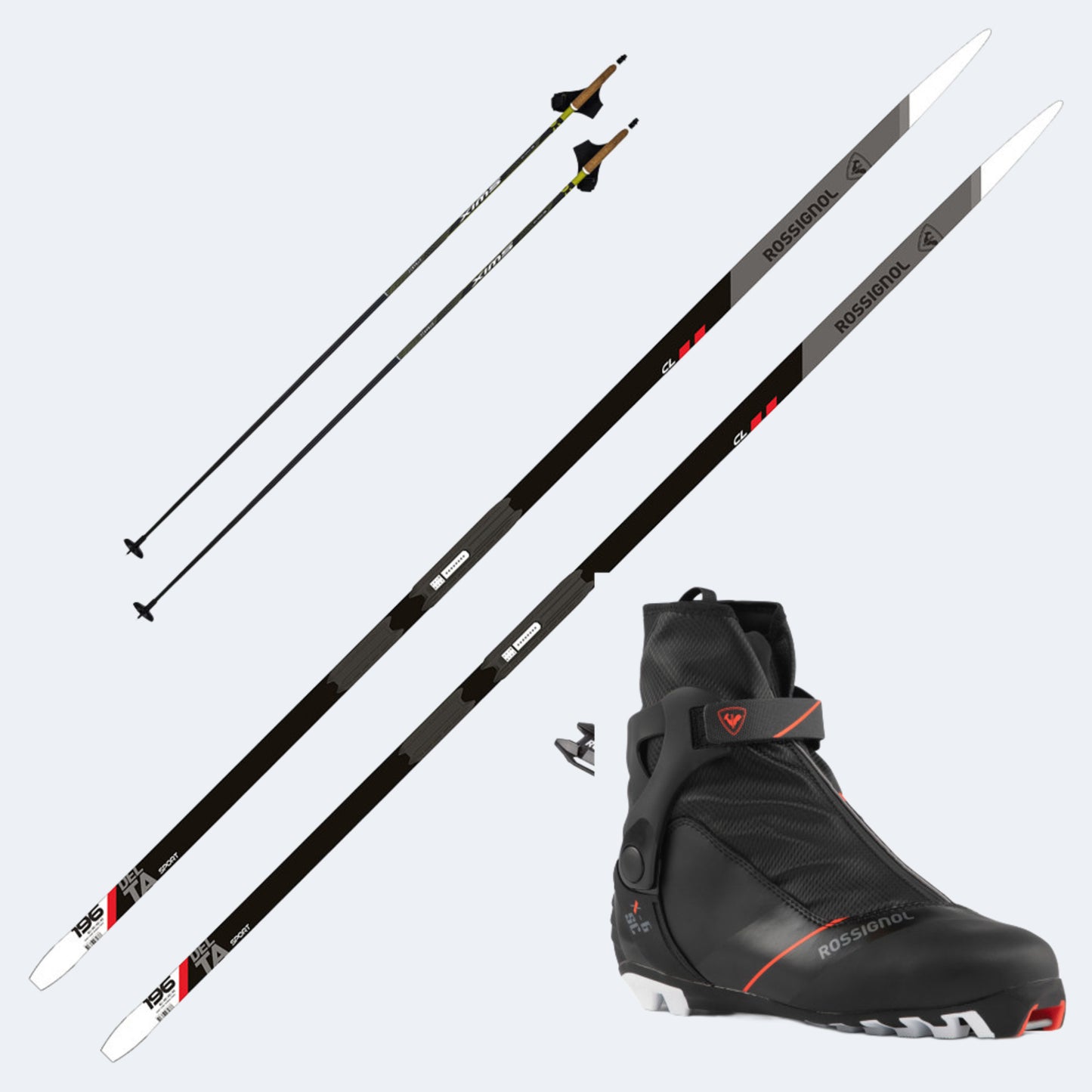 2025 Rossignol Delta Sport Classic Skis with Rossignol X6 Combi SC Boots and Poles