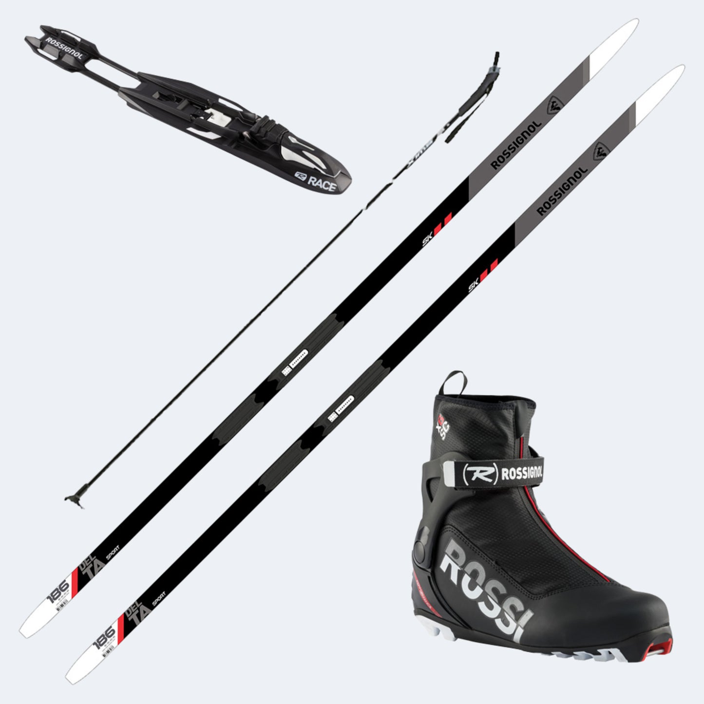 2025 Rossignol Delta Sport Skate Skis with Rossignol X6 Combi SC Boots and Poles