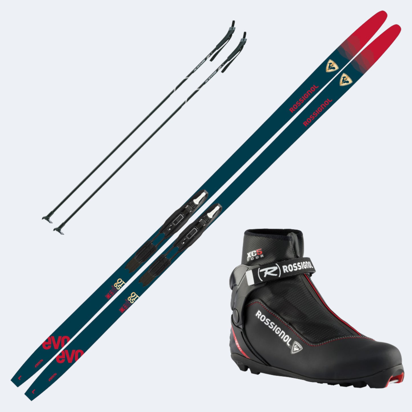 2025 Rossignol Evo OT 65 Skis with Rossignol XC 5 Boots and Poles