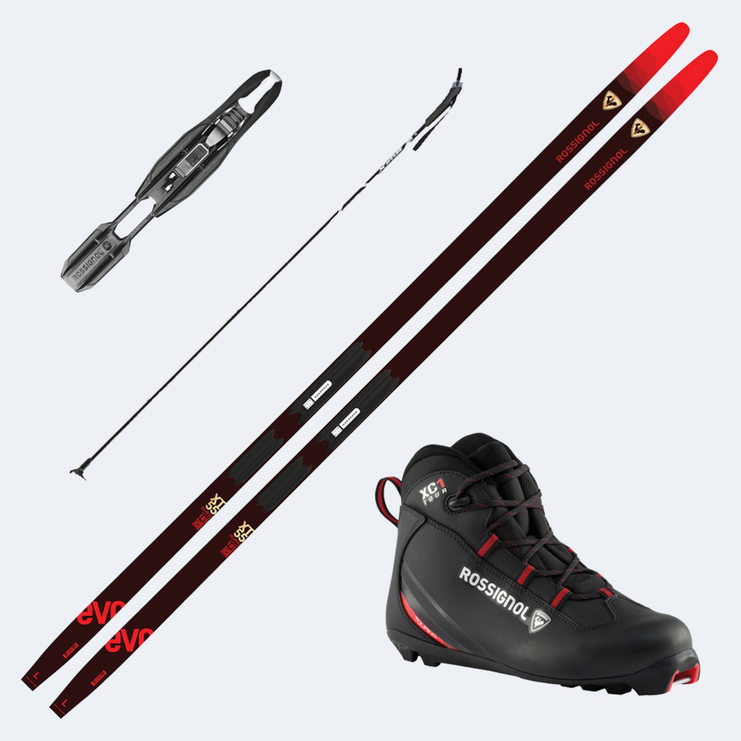 2025 Rossignol Evo XT 55 Skis w/ Rossignol XC 1 Boots and Poles