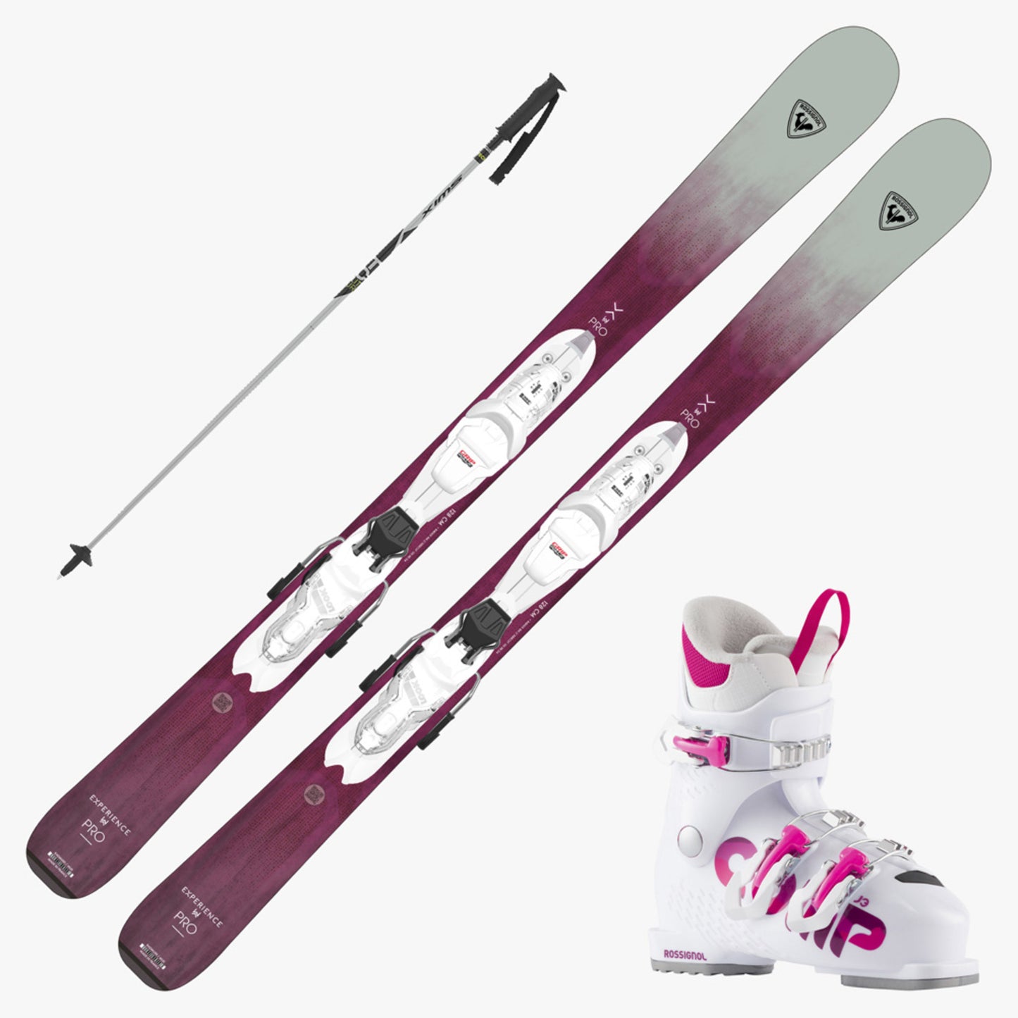 2025 Rossignol Experience Pro Junior Pink Ski w/ Boots and Poles