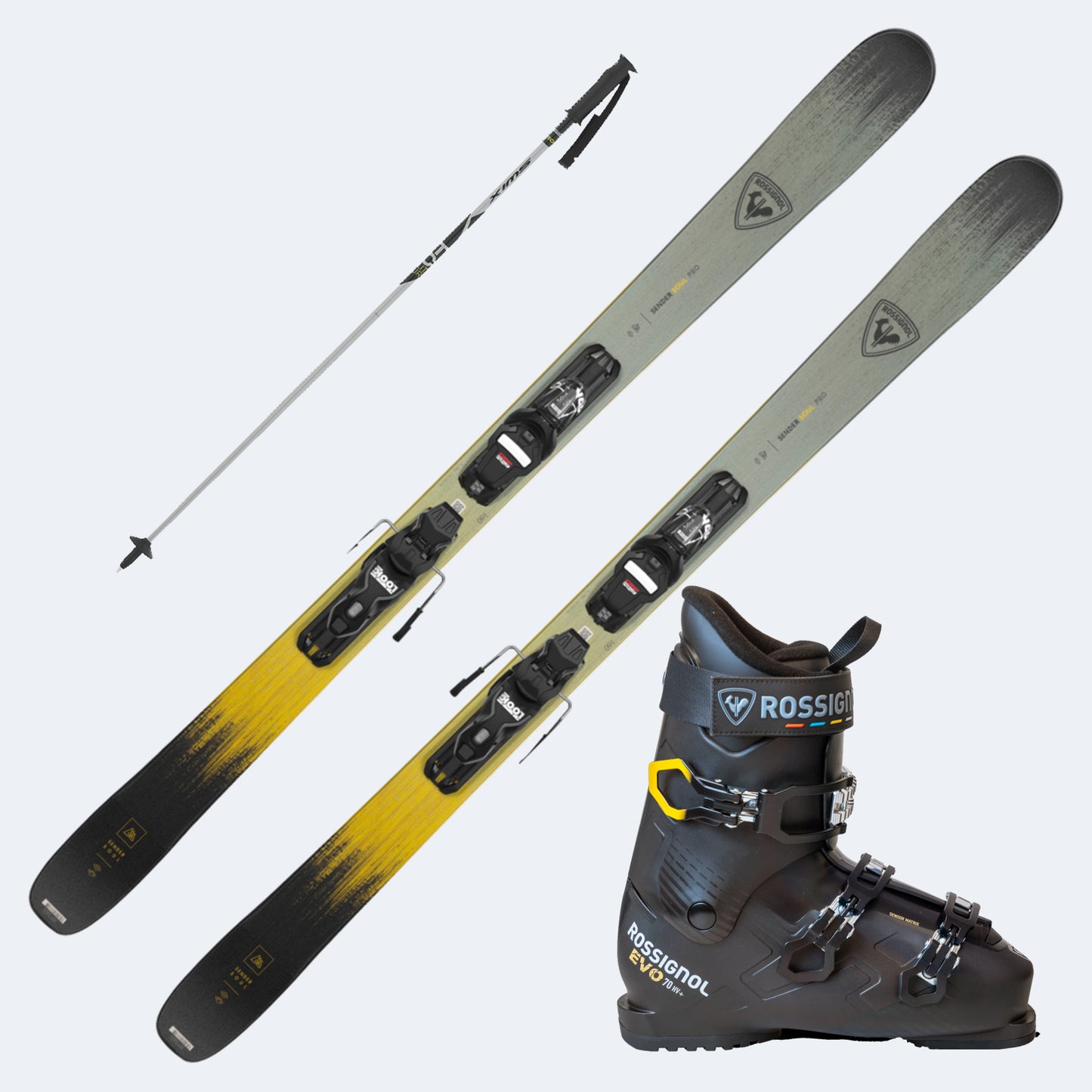 2026 Rossignol Sender Soul Pro Skis with Rossignol Evo 70 HV+ Boots and Poles