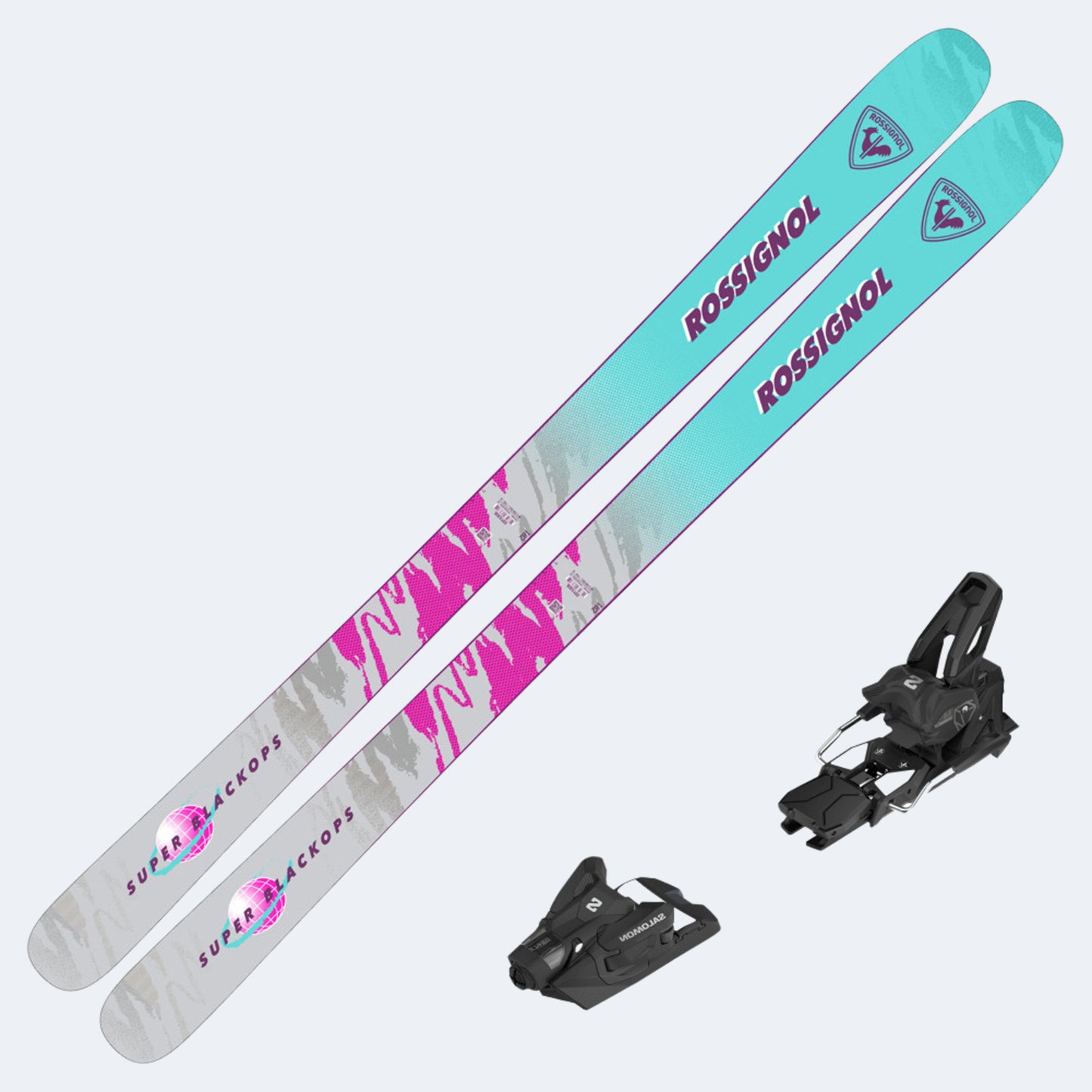 2025 Rossignol Super Black Ops Open Skis with Salomon Strive 14 GW Bindings