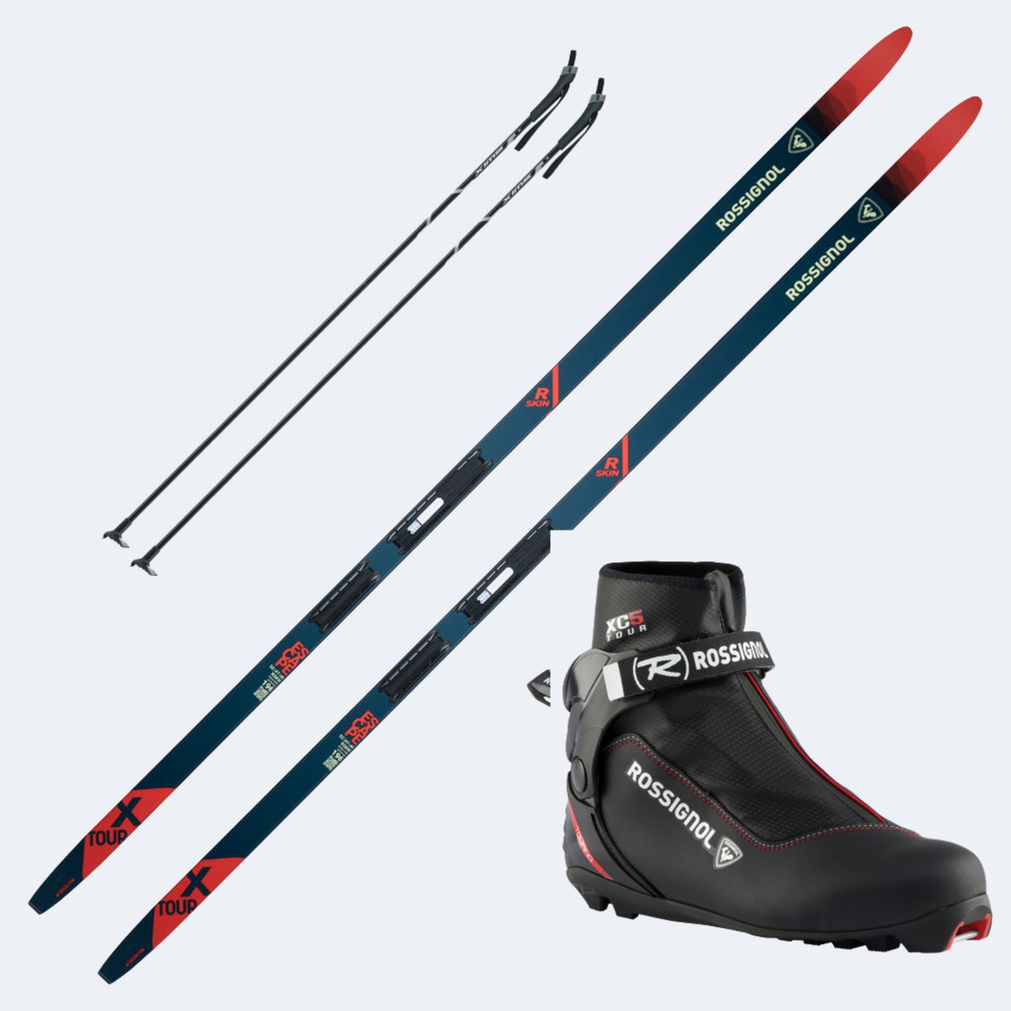 2025 Rossignol X-Tour Escape R-Skin Skis with Rossignol XC 5 Boots and Poles