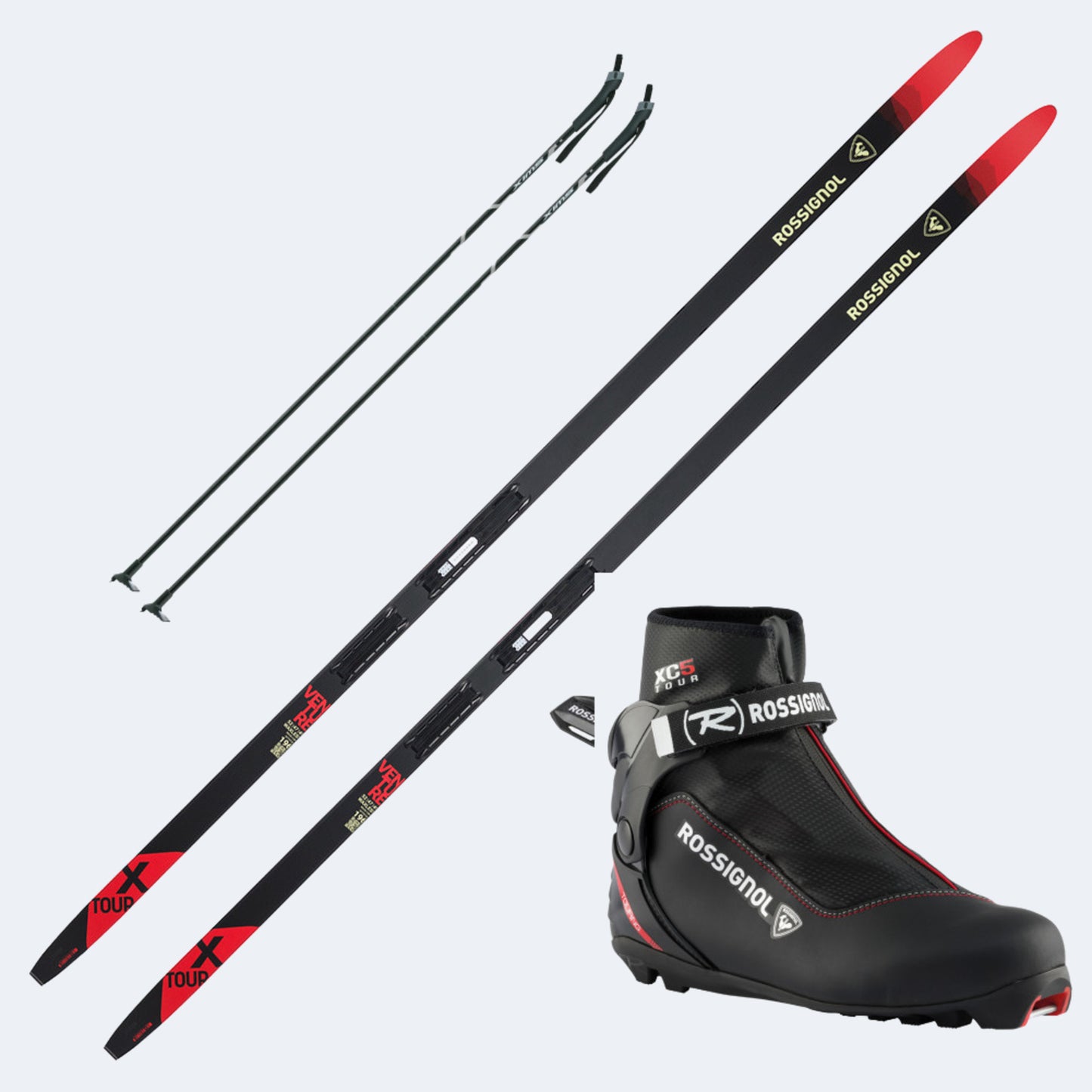 2025 Rossignol X-Tour Venture Waxless Skis with Rossignol XC 5 Boots and Poles