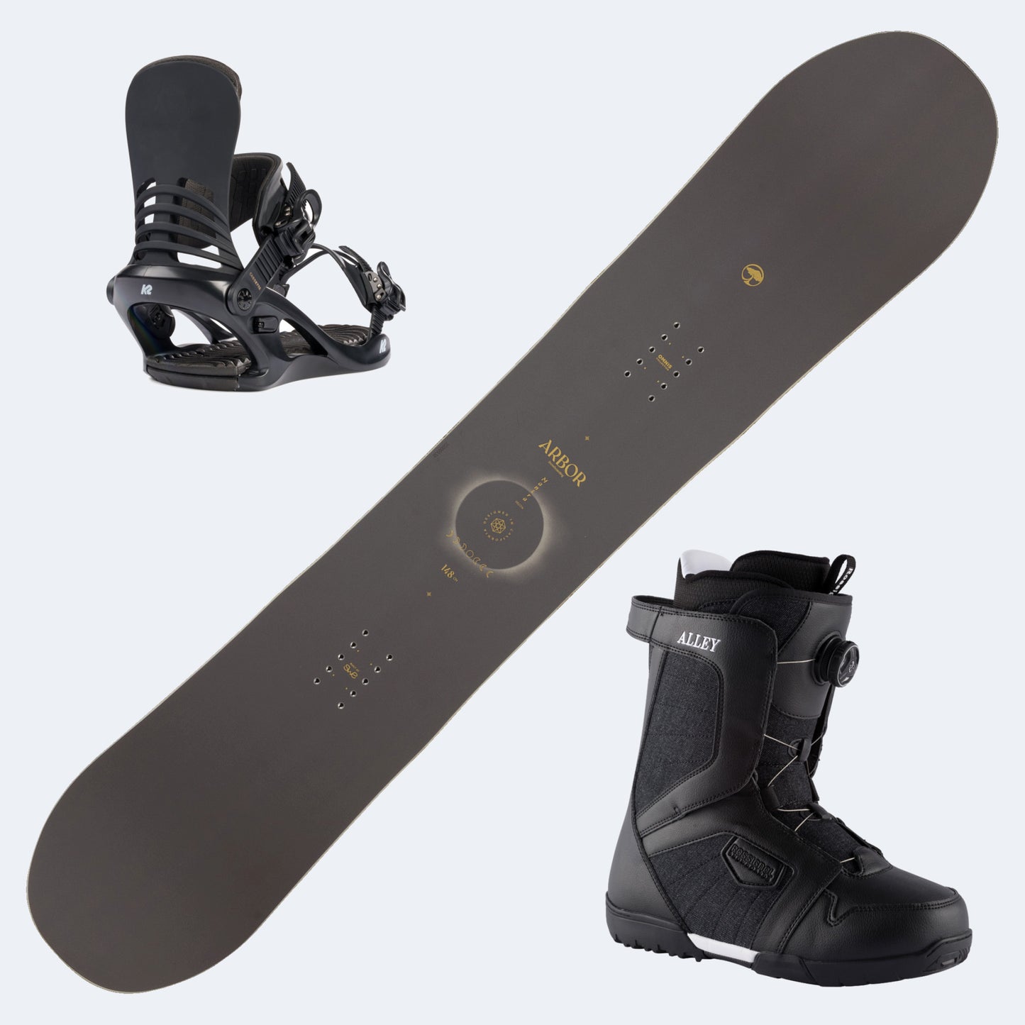2026 Arbor Mantra Decon Women's Snowboard with Rossignol Alley Boa H4 Boots and Poles