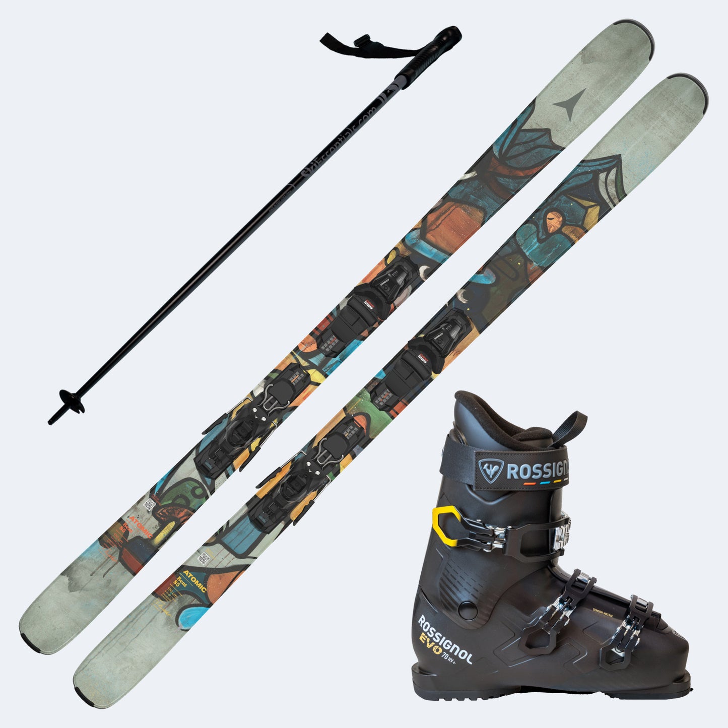 2026 Atomic Bent 85 R Skis with Rossignol Evo 70 HV+ Boots and Poles