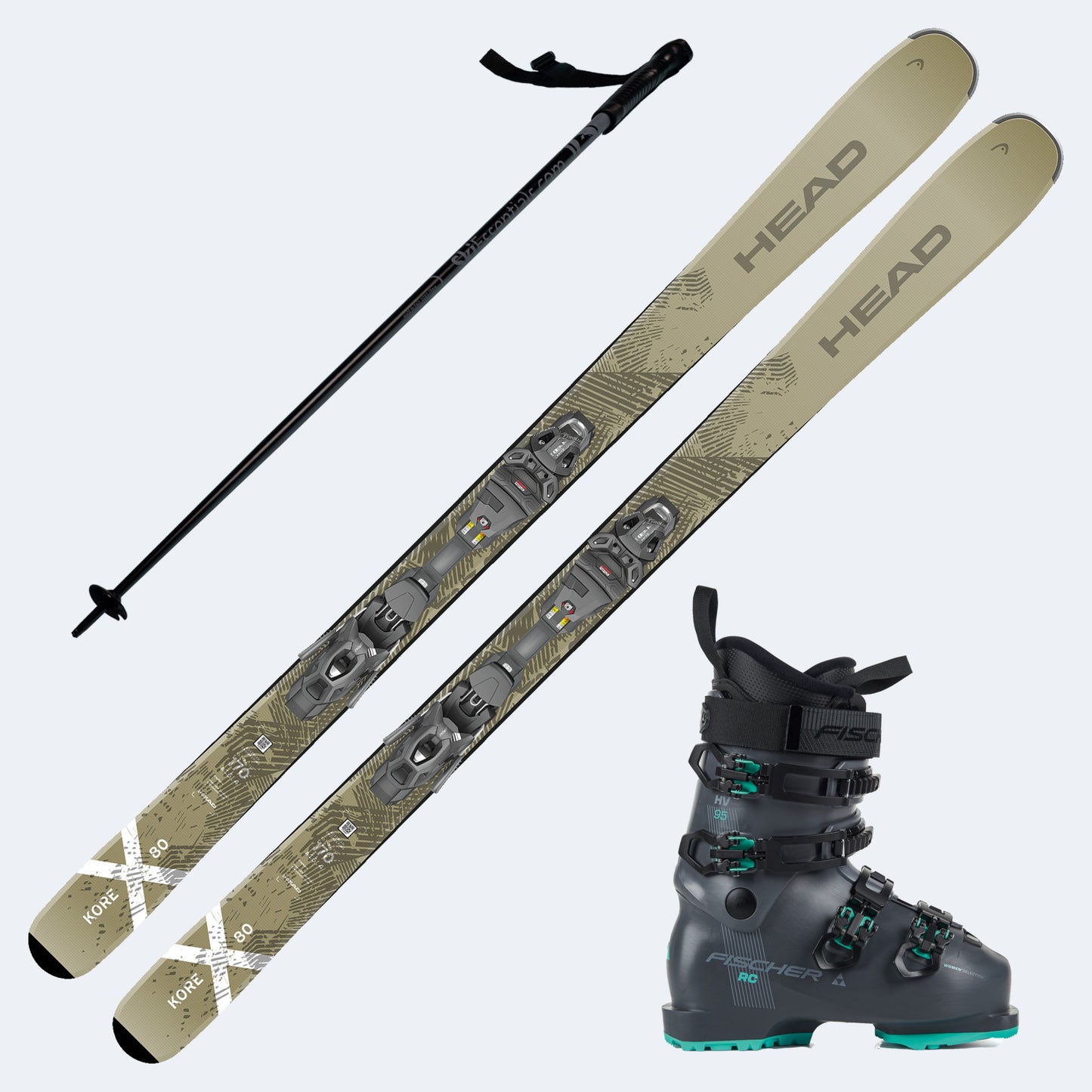 2026 Head Kore X 80 Skis with Fischer RC 95W Boots and Poles