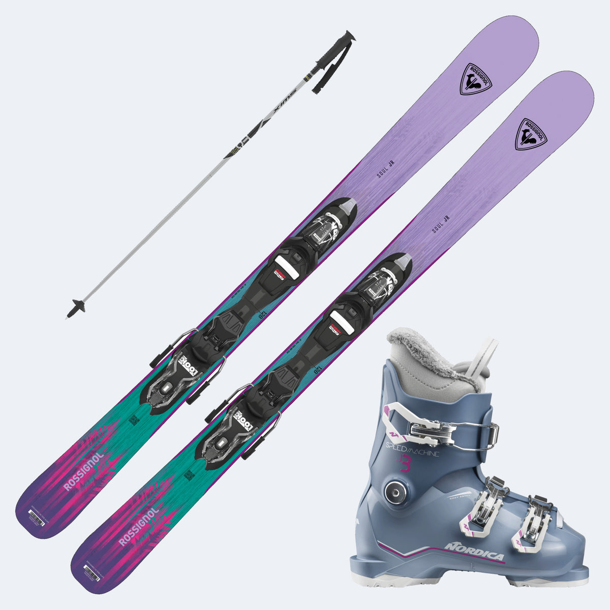 2027 Rossignol Soul Jr Junior Skis with SpeedMachine J Boots and Poles