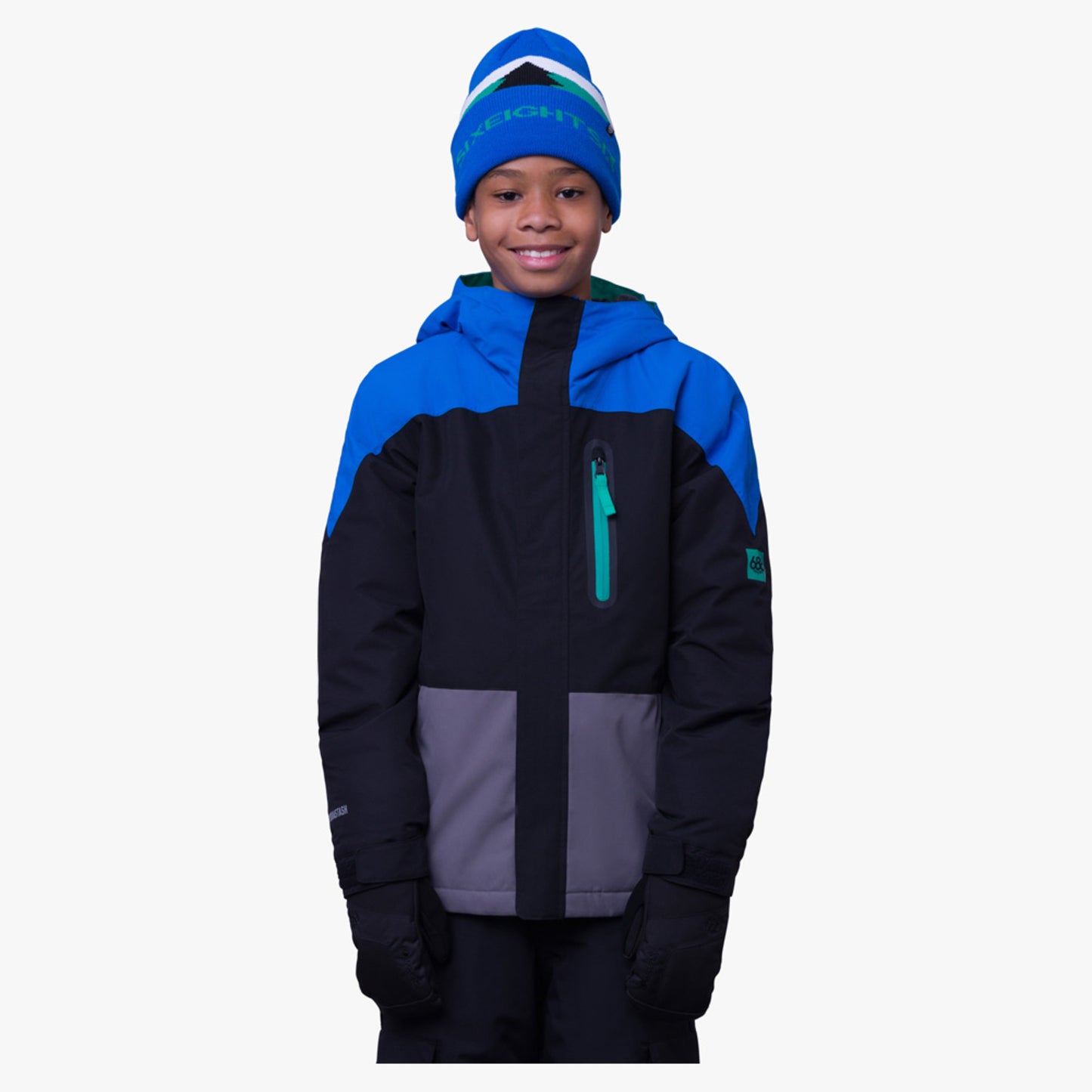 686 Hydrastash Insulated Boy's Jacket - Black Colorblock - XL