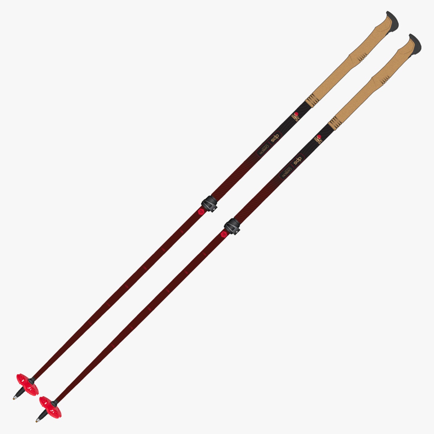 DPS Carbon UL Adjustable Ski Pole - RED