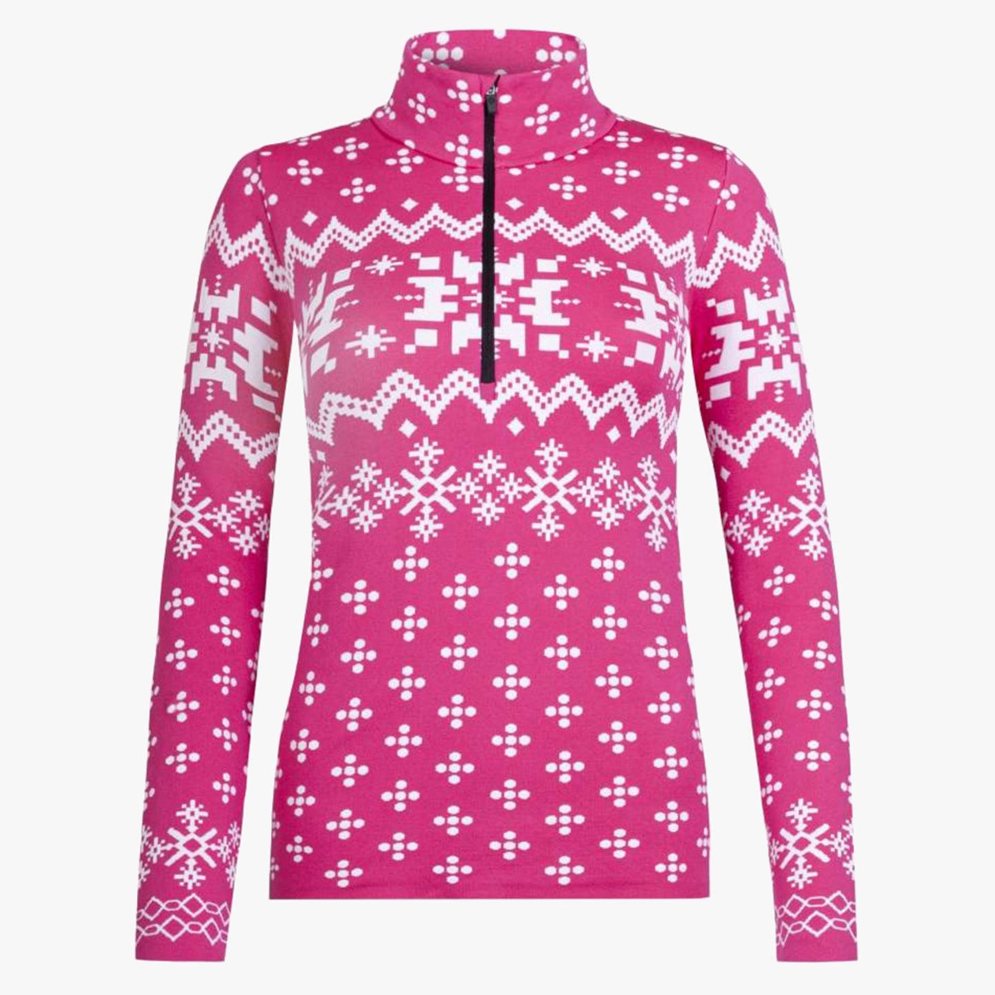 Newland Esther 1/2 Zip Women's Sweater - Fuchsia/White - XL