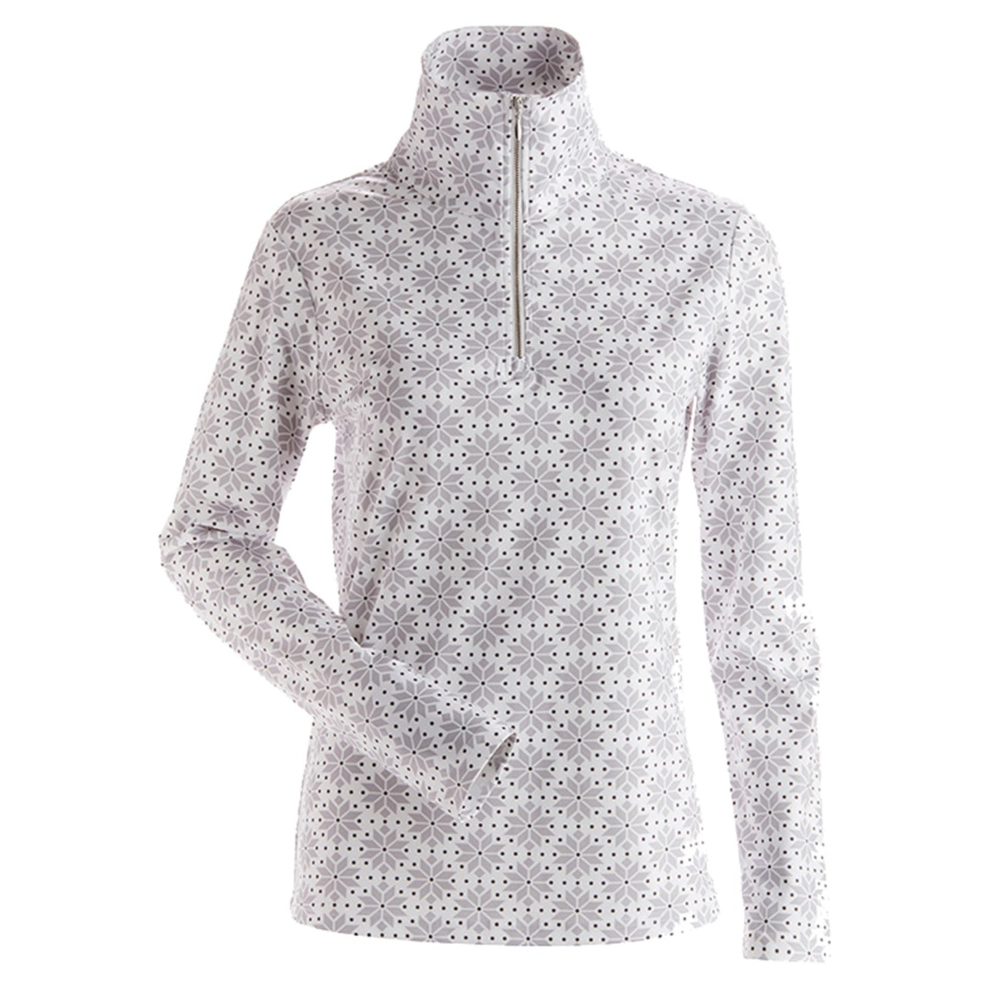 NILS Snowflake T Neck 1/4 Zip Women's Top - WHITE - M
