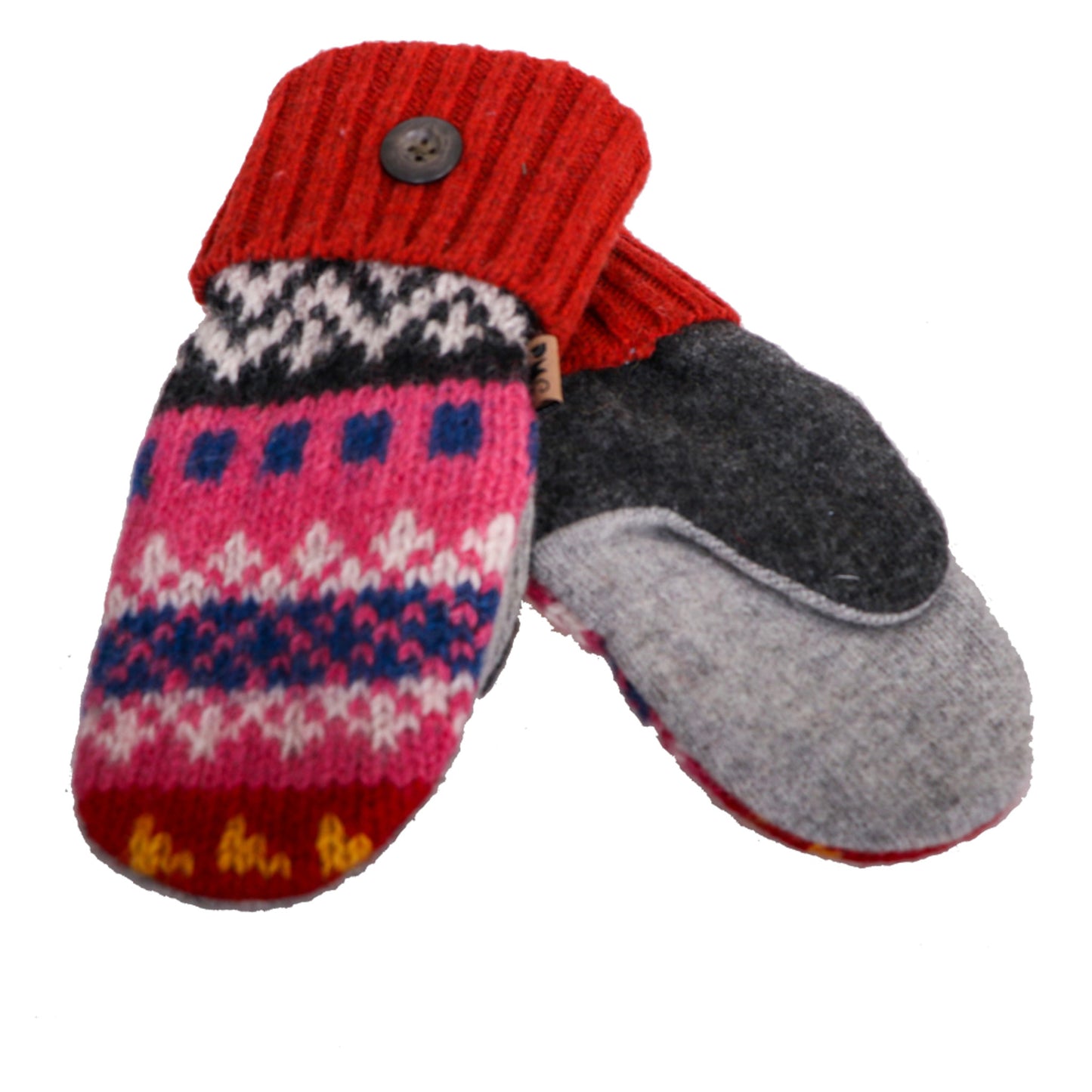 Peapack Women's Wool Mitten - RED PINK NAVY