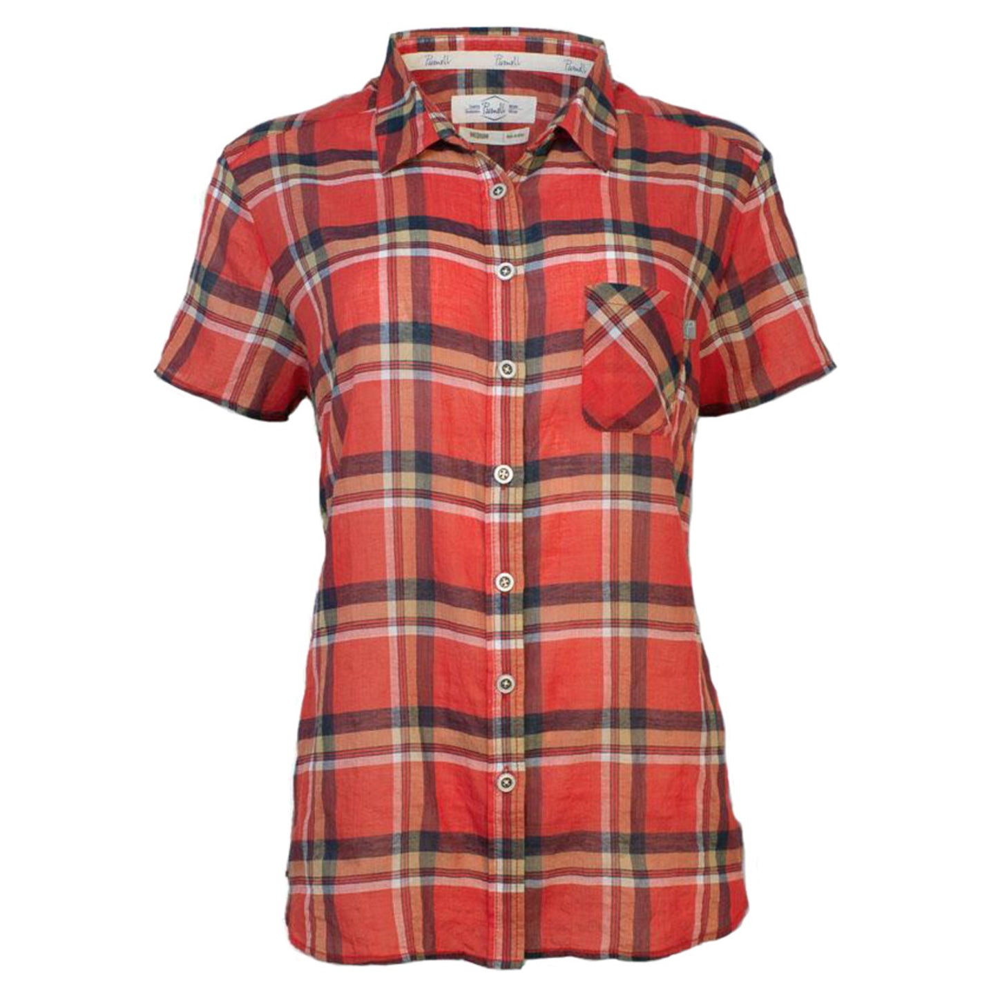 Purnell Madras Women's SS Shirt - RED PLAID - XL