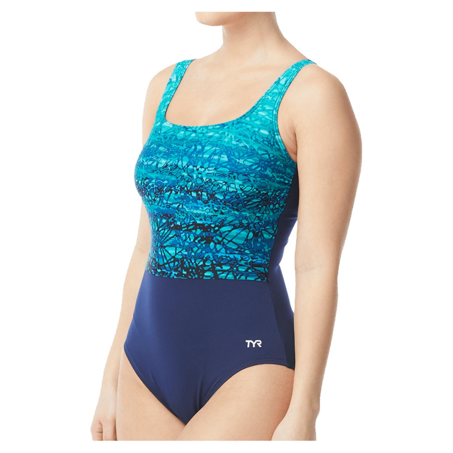 TYR Arctic Scoop Neck ControlFit Women's Bathing Suit - BLUE TEAL - 16