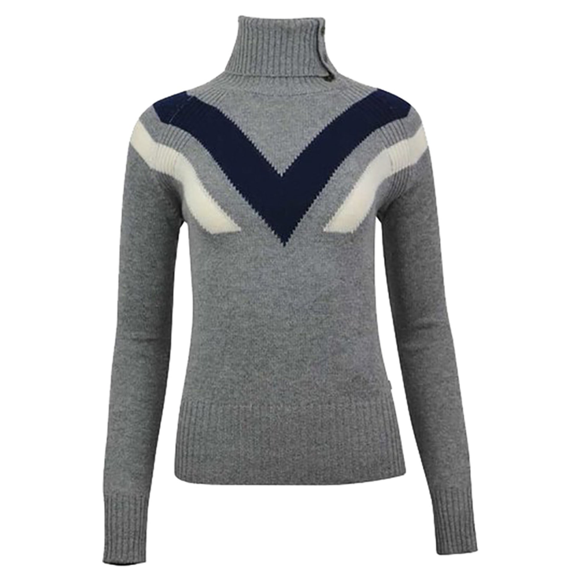 2021 Alps & Meters Ski Race Knit Women's Sweater - HTHR GRAY NAVY - L