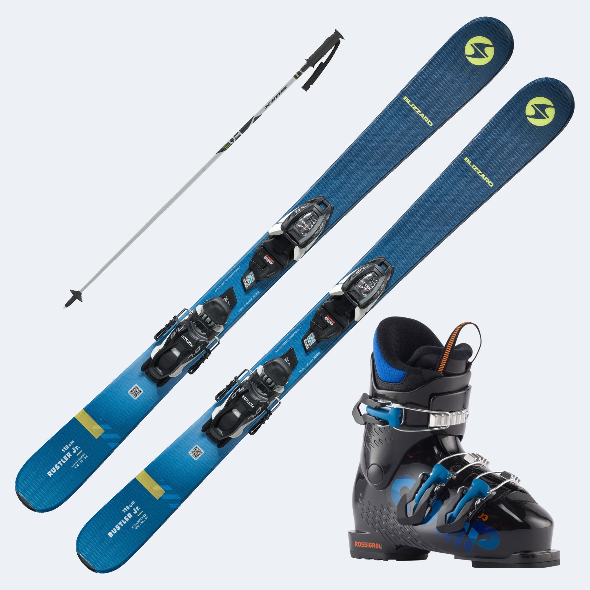 2026 Blizzard Rustler Twin Junior Skis with  Comp J Boots and Poles