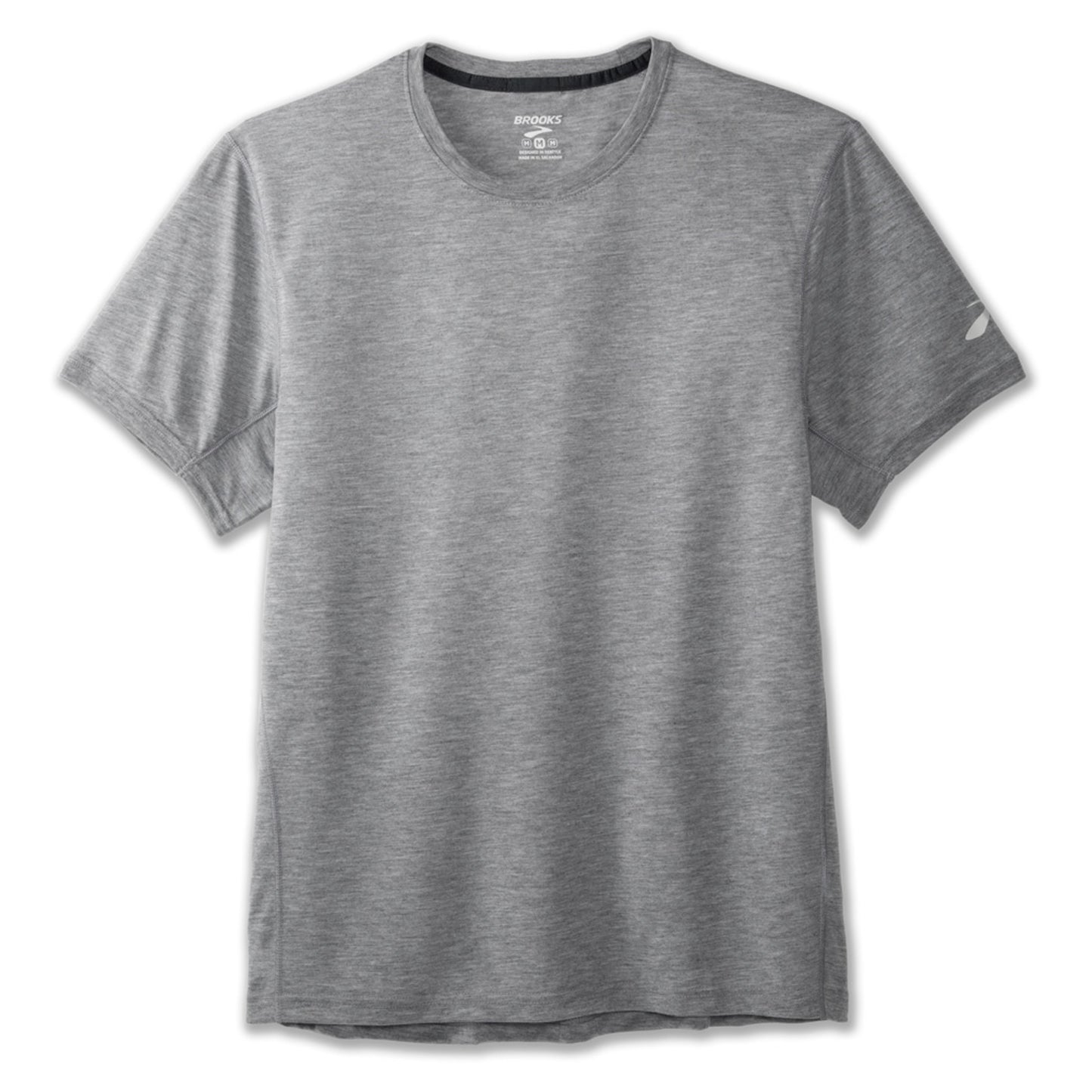 2022 Brooks Distance Men's Short Sleeve Shirt - HEATHER ASH - XL