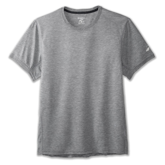 2022 Brooks Distance Men's Short Sleeve Shirt - HEATHER ASH - XL