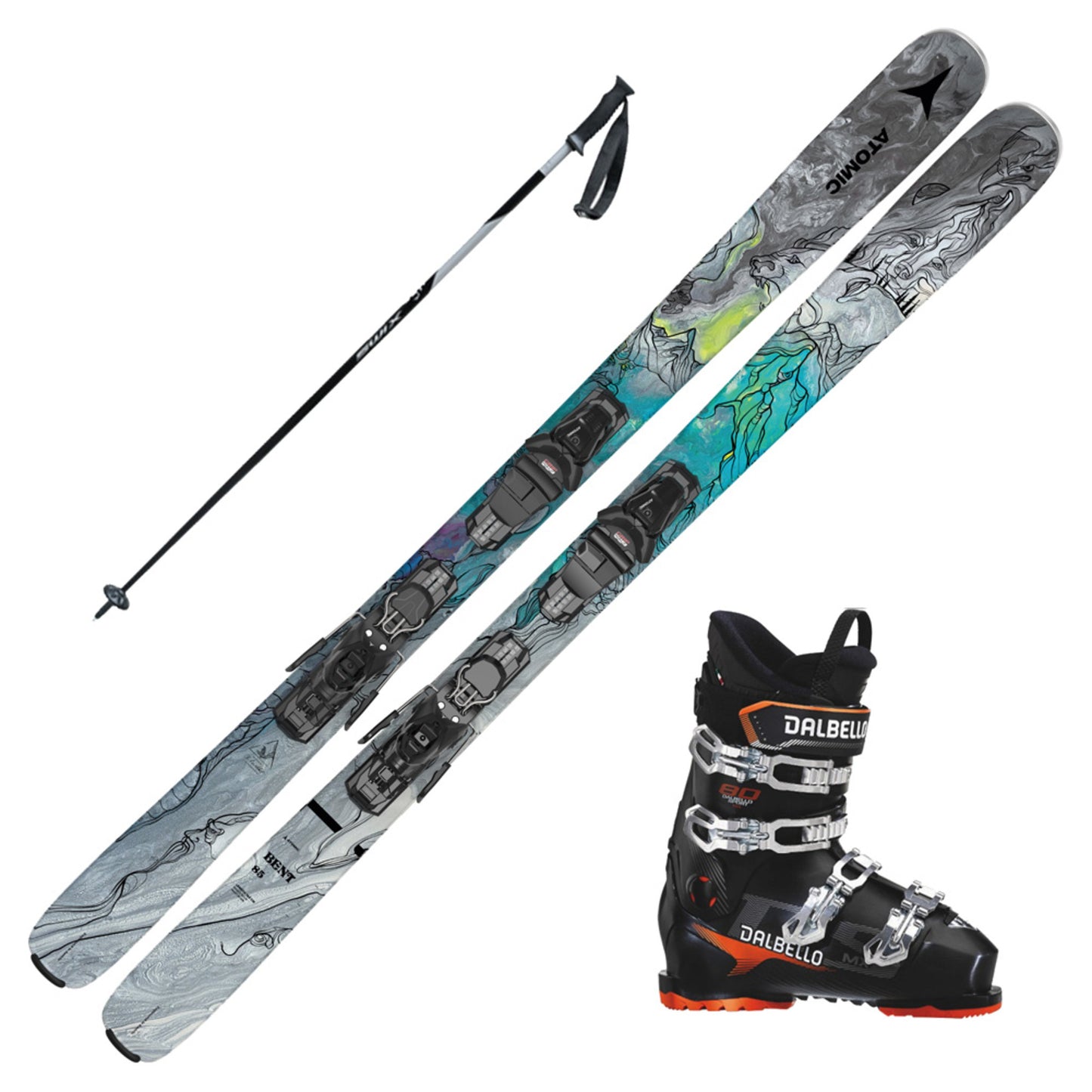 2023 Atomic Bent 85 R Skis w/ Dalbello DS MX 80 Ski Boot and Poles