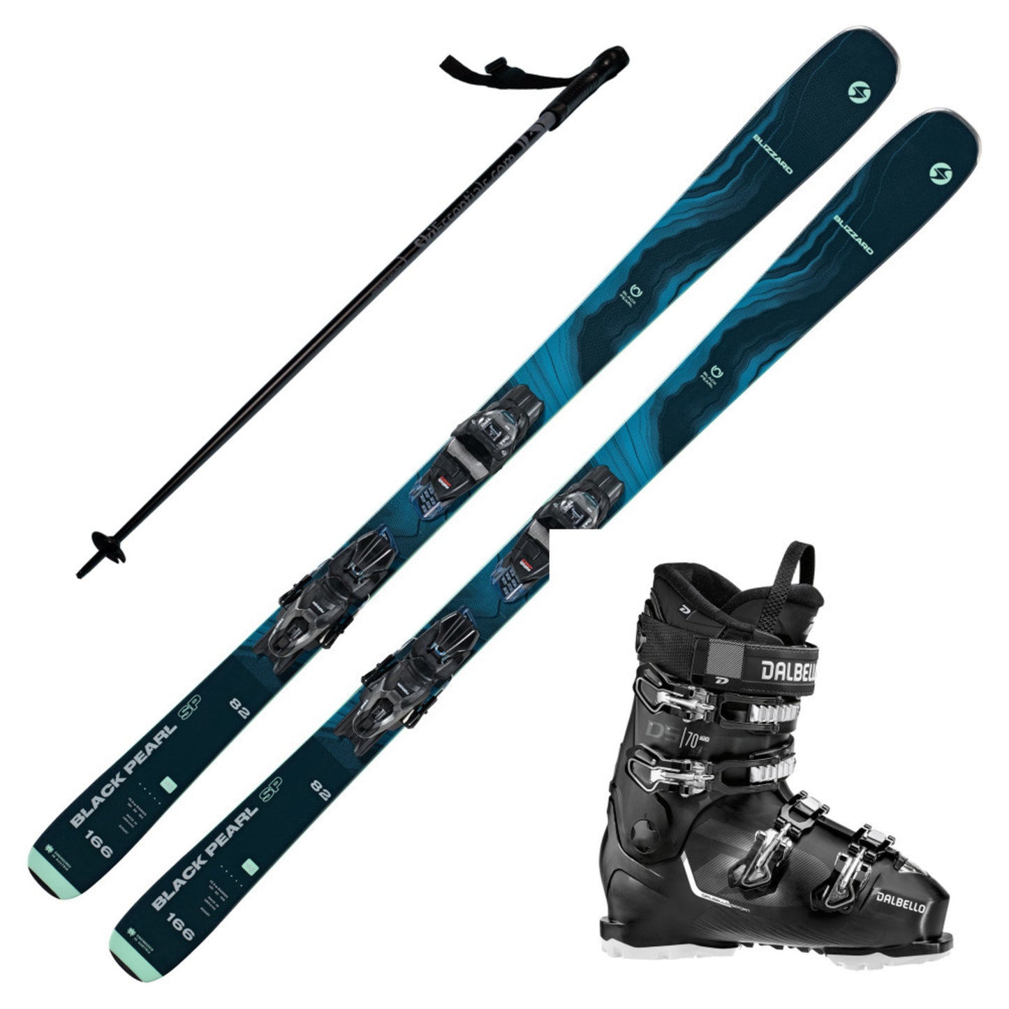 2024 Blizzard Black Pearl 82 SP Women's Skis with Dalbello DS MX 70 GW Boots and Poles