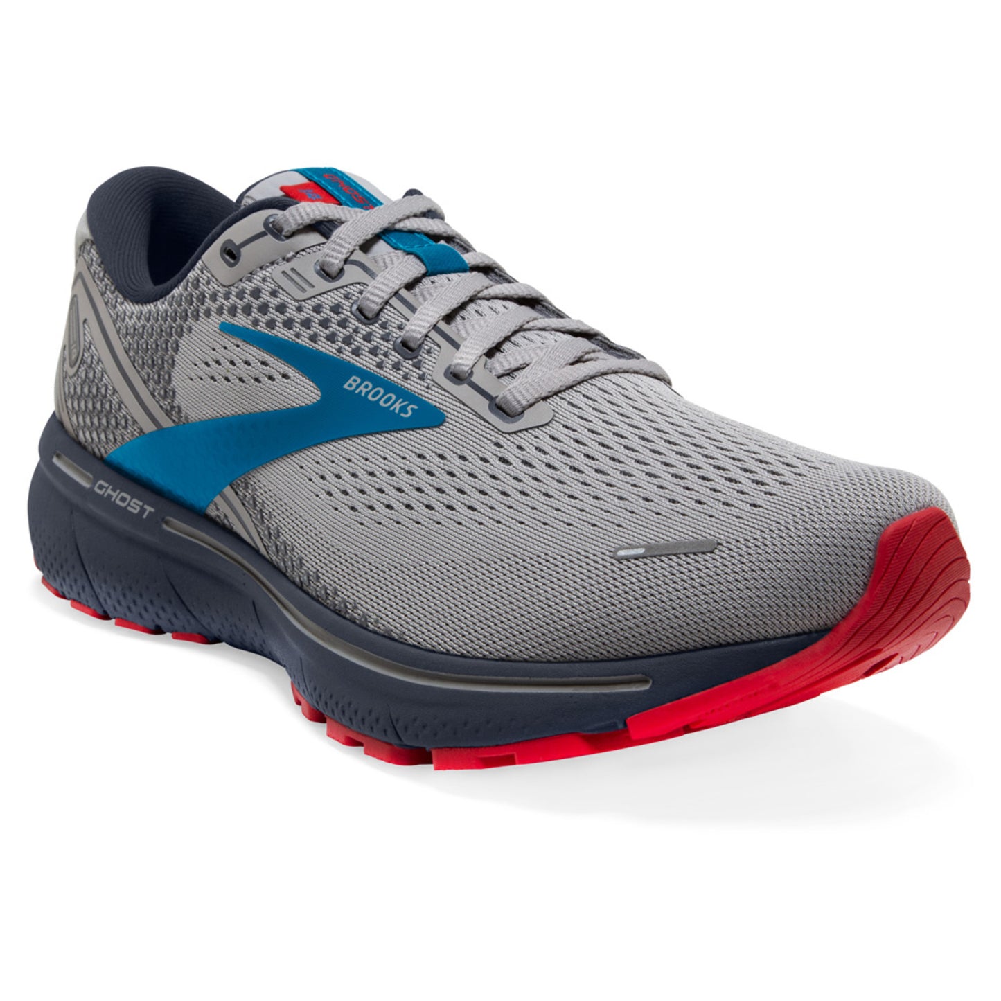 2023 Brooks Ghost 14 Men's Shoe - GREY BLUE RED - 9