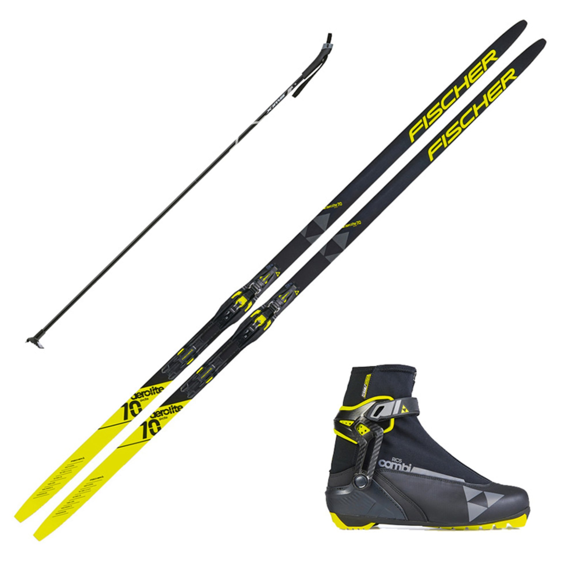 2023 Fischer Aerolite Skate 70 Skis w/ Fischer RC5 Combi Boots and Poles