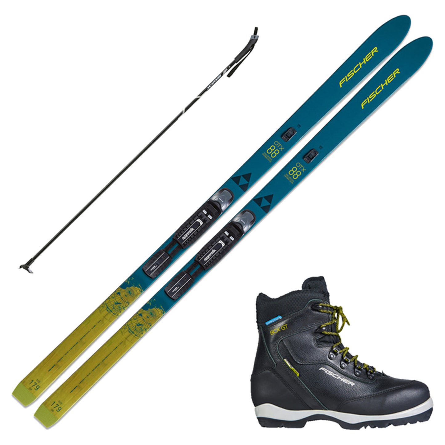 2023 Fischer Excursion 88 EZ Skin Skis w/ Fischer BCX Grand Tour Boots & Poles