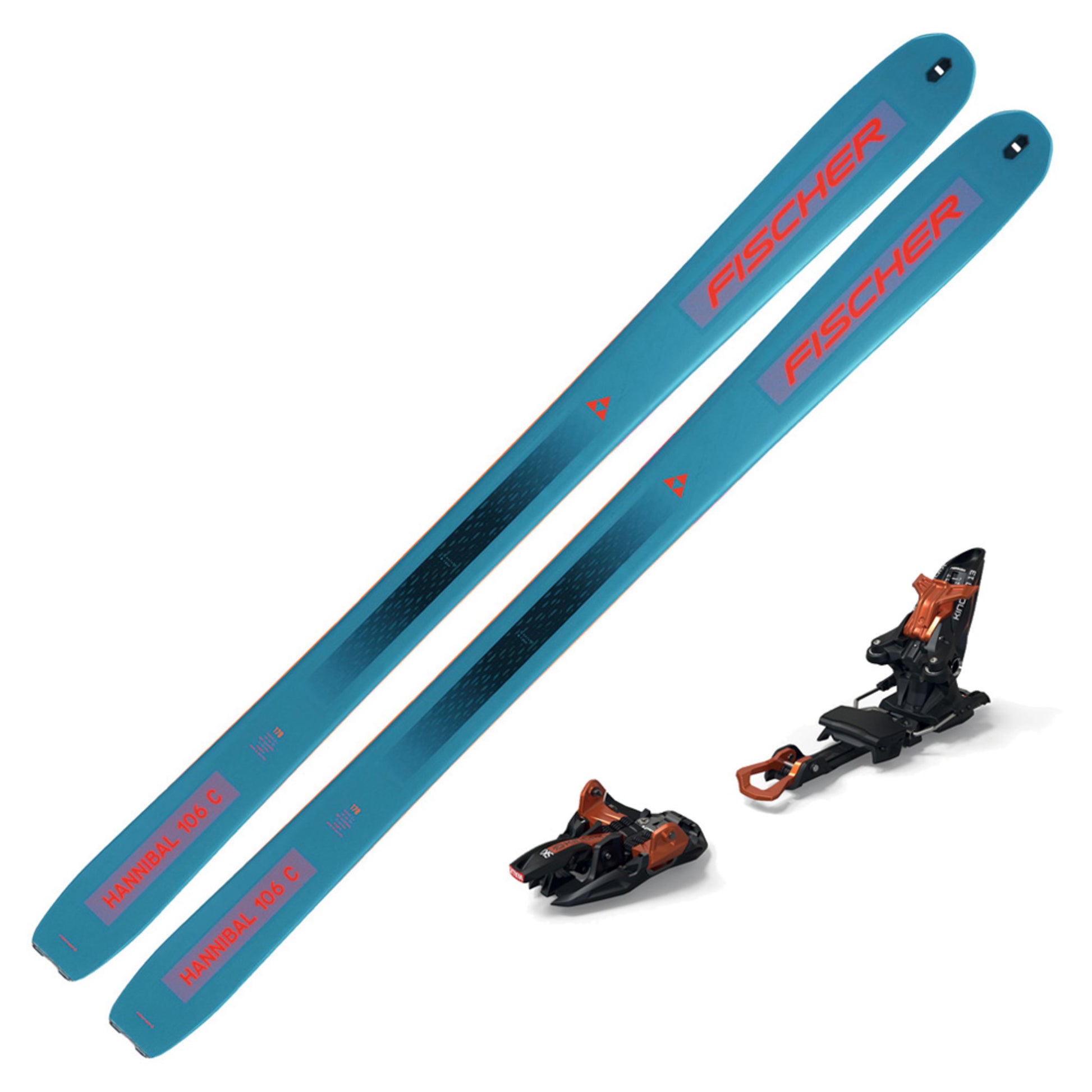 2023 Fischer Hannibal 106 Carbon Touring Skis w/ Marker Kingpin 13 Bindings