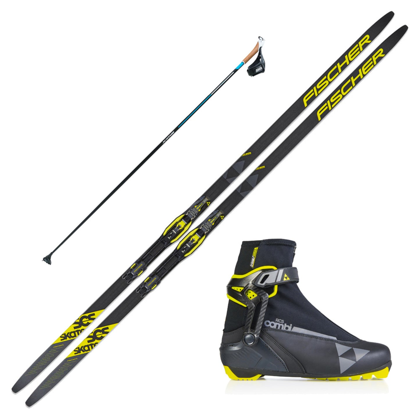 2023 Fischer SCS Skate Skis w/ Fischer RC5 Combi Boots and Skate Poles