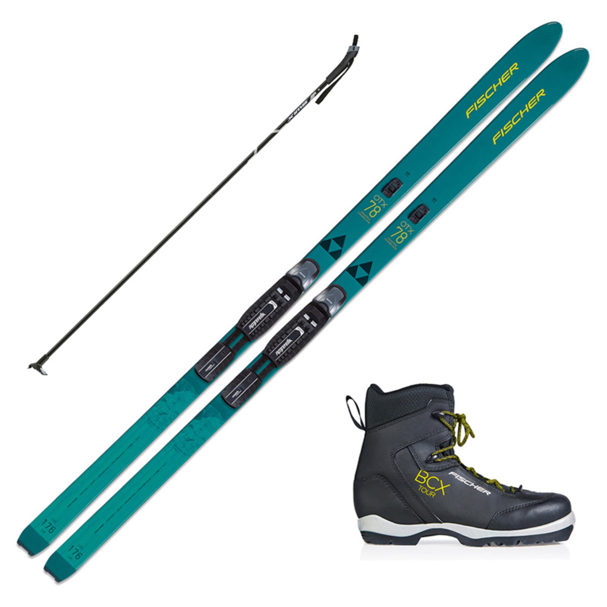 2023 Fischer Traverse 78 Crown EZ Skin Skis w/ Fischer BCX Tour Boots and Poles