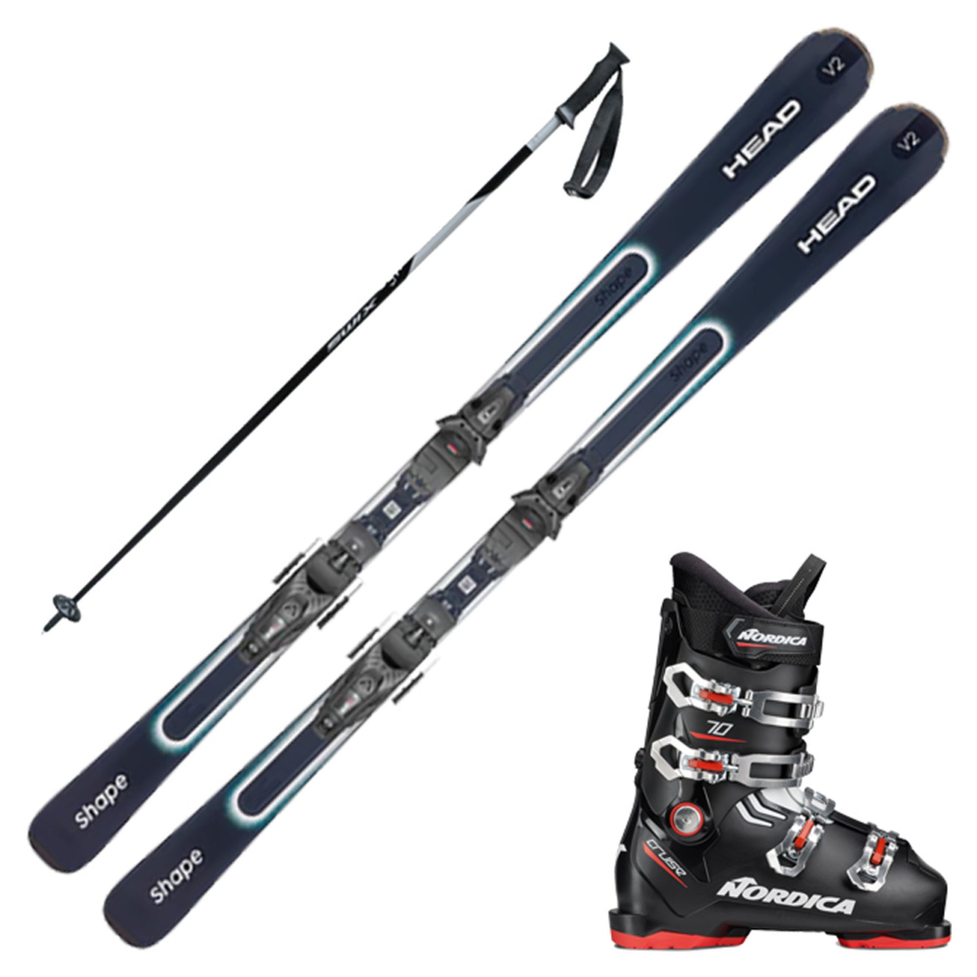 2023 Head Shape e-V2 Skis w/ Nordica Cruise 70 Ski Boots and Poles