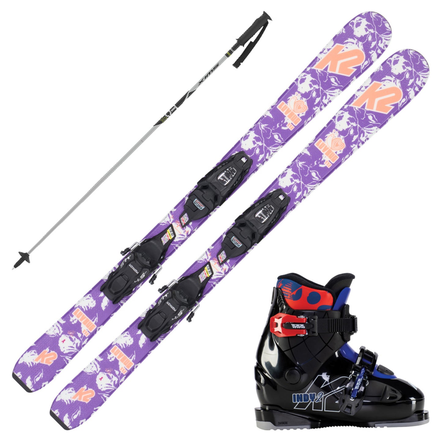 2023 K2 Luv Bug Junior Skis w/ K2 Indy Boots and Poles