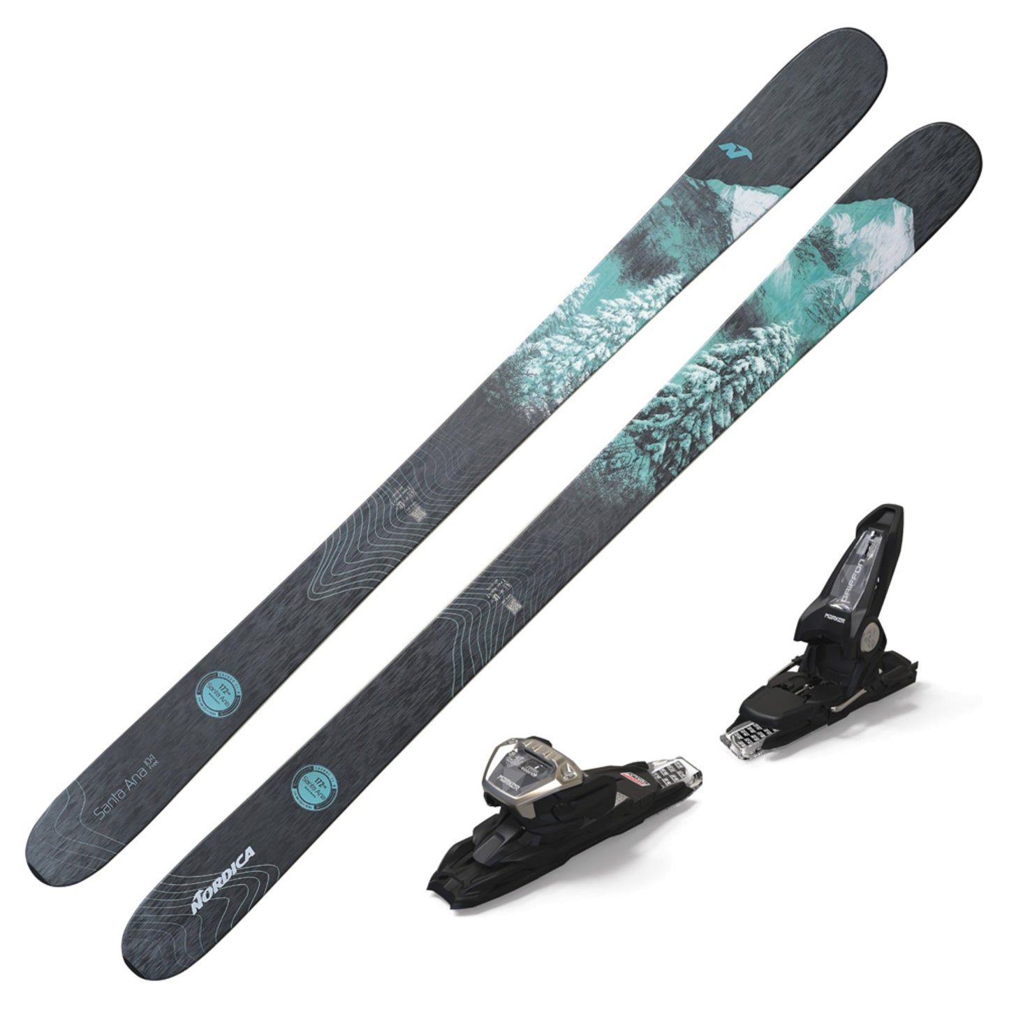 2023 Nordica Santa Ana Free 104 Women's DEMO Skis w/ Griffon 13 DEMO Bindings - 165