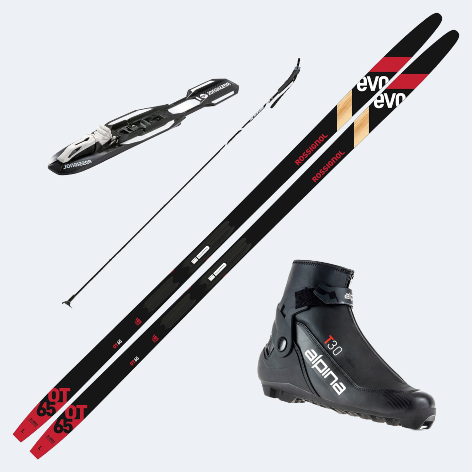 Rossignol Evo OT 65 Skis w/ Alpina T30 Boots and Poles
