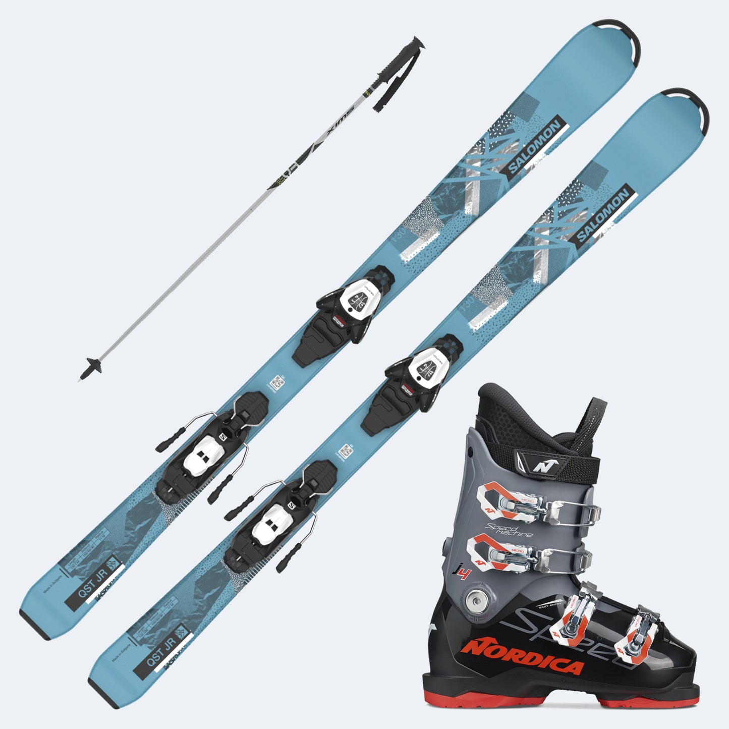 2023 Salomon QST Jr Junior Skis with  SpeedMachine J Boots and Poles